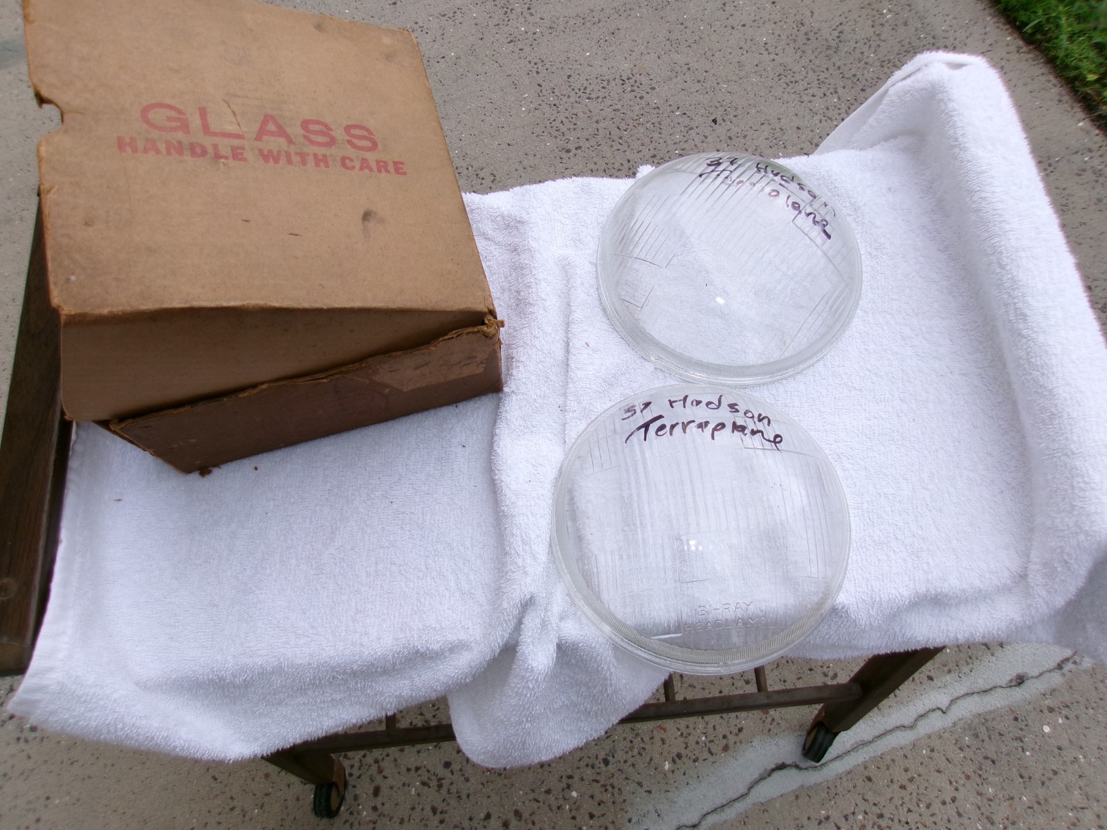 pair of nos nib 1937 Hudson Terraplane headlight lens