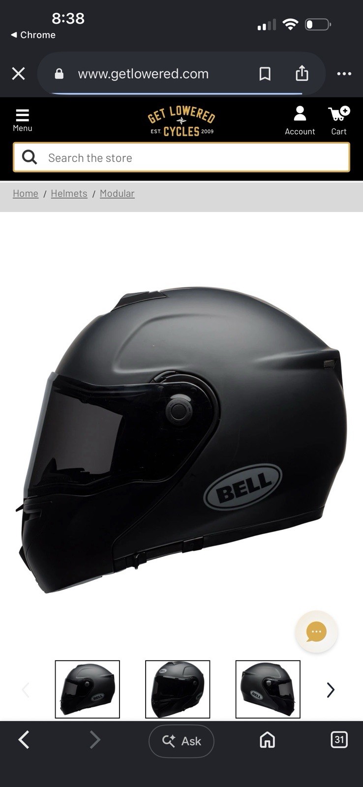 Bell SRT Modular Helmet - Matte Black Small