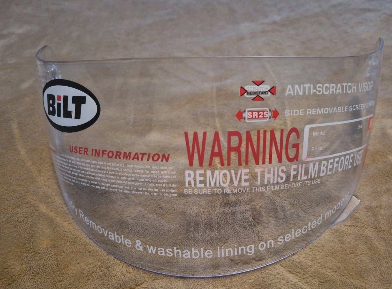 NEW Bilt Sprint replacement clear helmet shield MEDIUM Anti Scratch