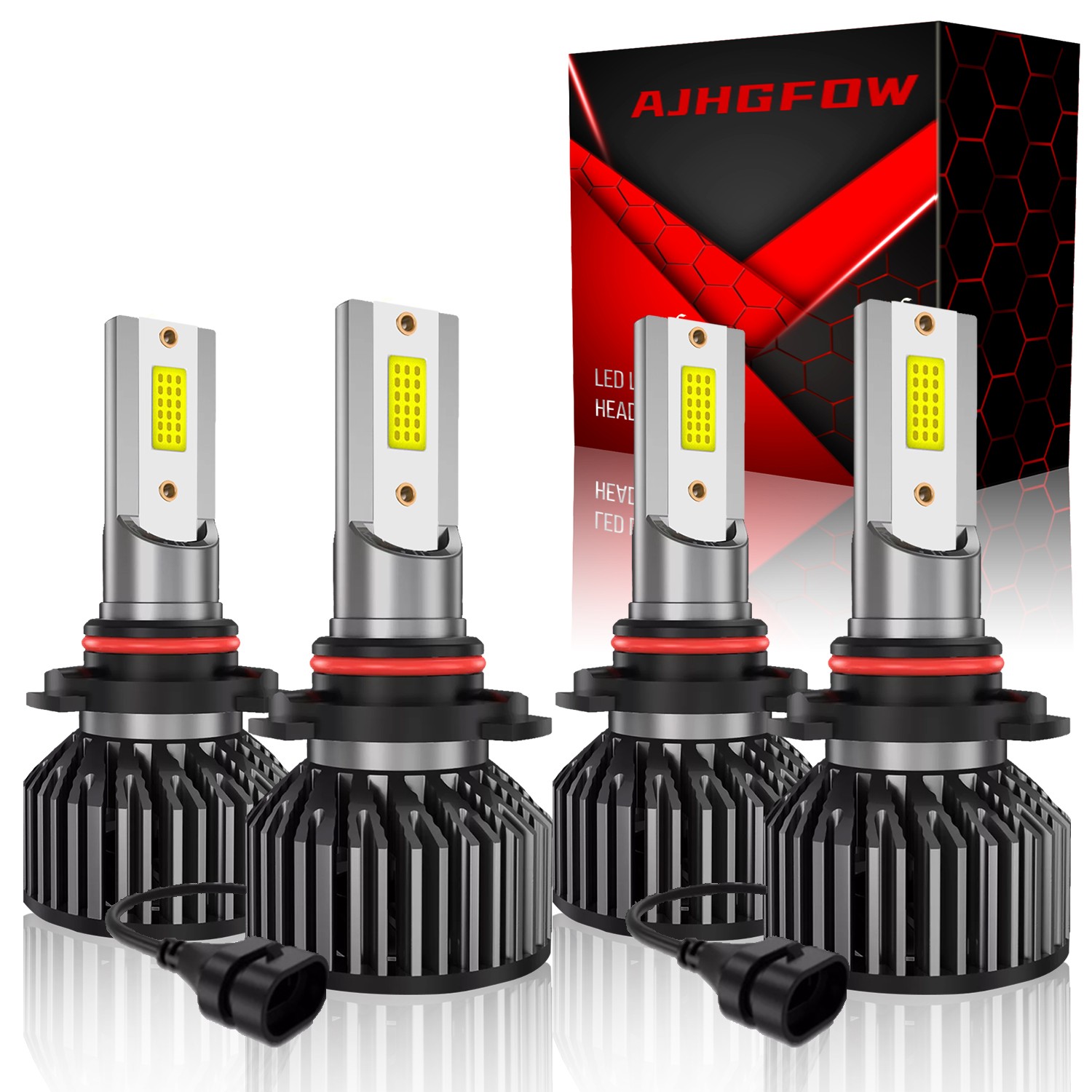 4x 9005 9006 LED Combo Headlight Bulbs High Low Beam Kit 7000K LED Super White