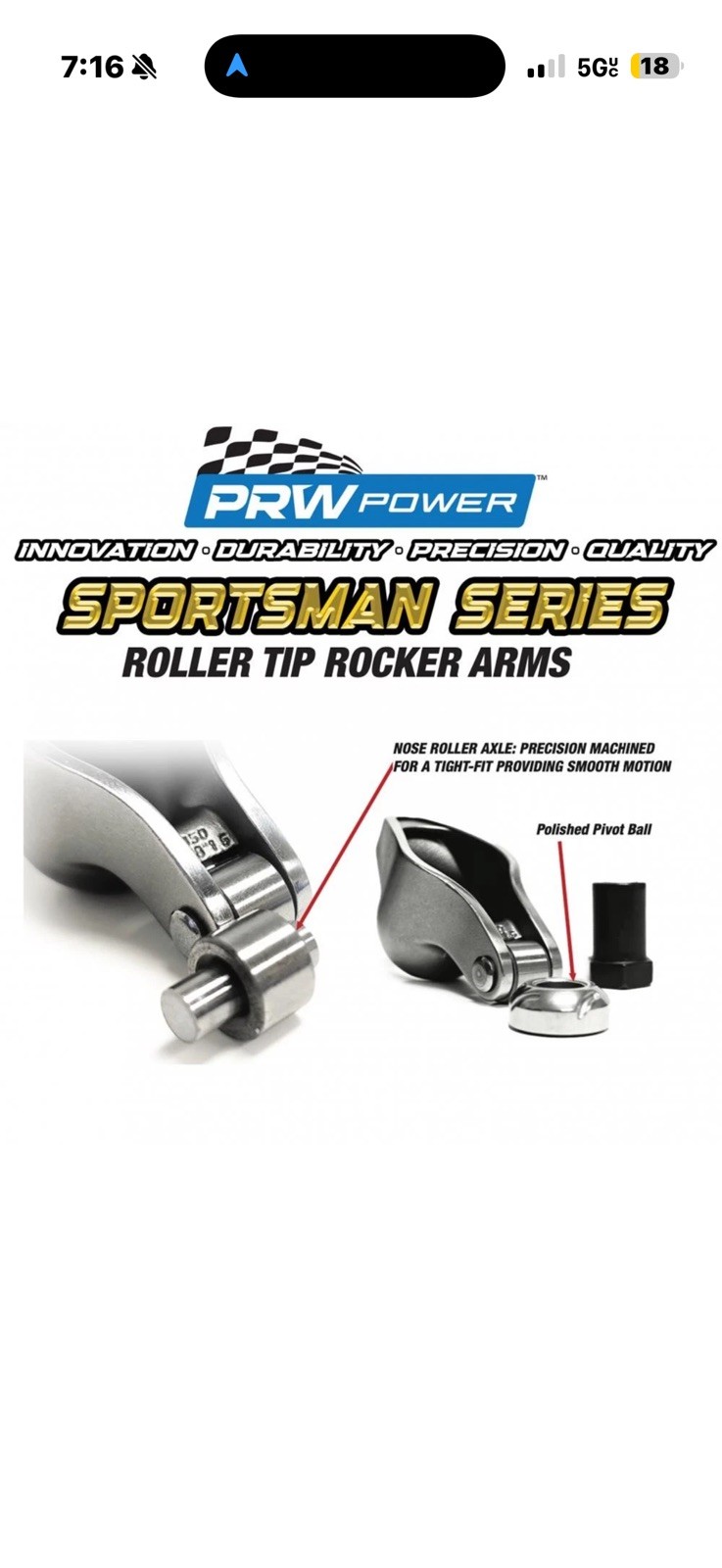 PRW Power 68350716 Sportsman 262-400 Fits Chevy Rocker Arms, 1.6-7/16