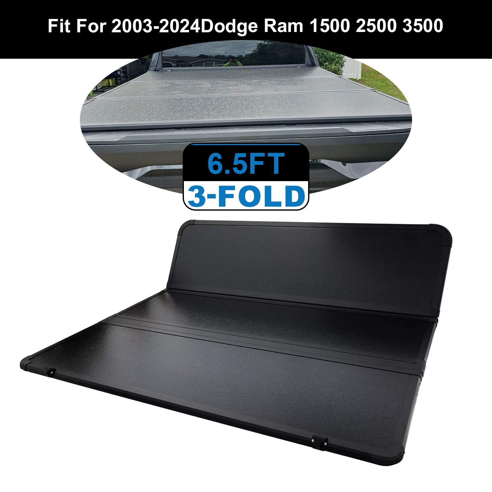 6.4 / 6.5FT Hard Tonneau Cover For 2003-2024 Dodge Ram 1500 2500 3500 Bed Truck