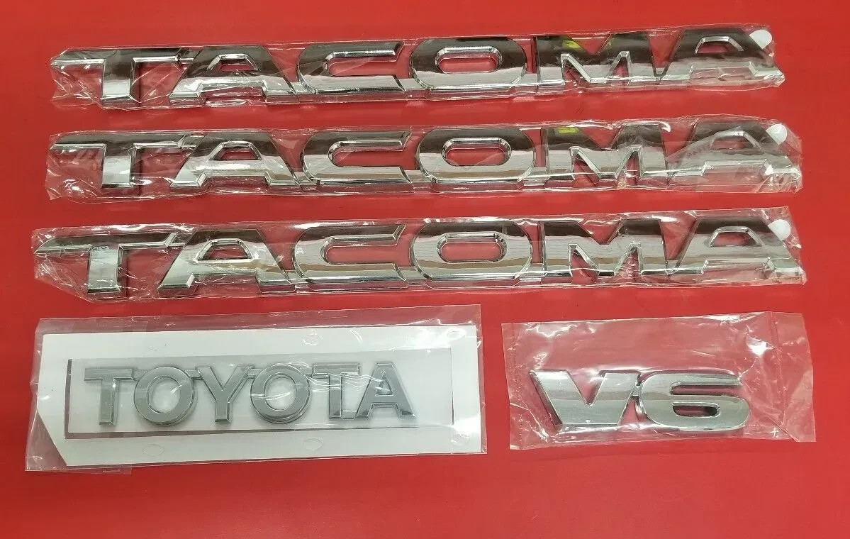 TOYOTA TACOMA EMBLEMS 5 PCS SET/ DOORS AND TAILGATE CHROME ABS DECALS NEW , TOYOTA TACOMA EMBLEMS 5 PCS SET/ DOORS AND TAILGATE CHROME ABS DECALS NEW ,