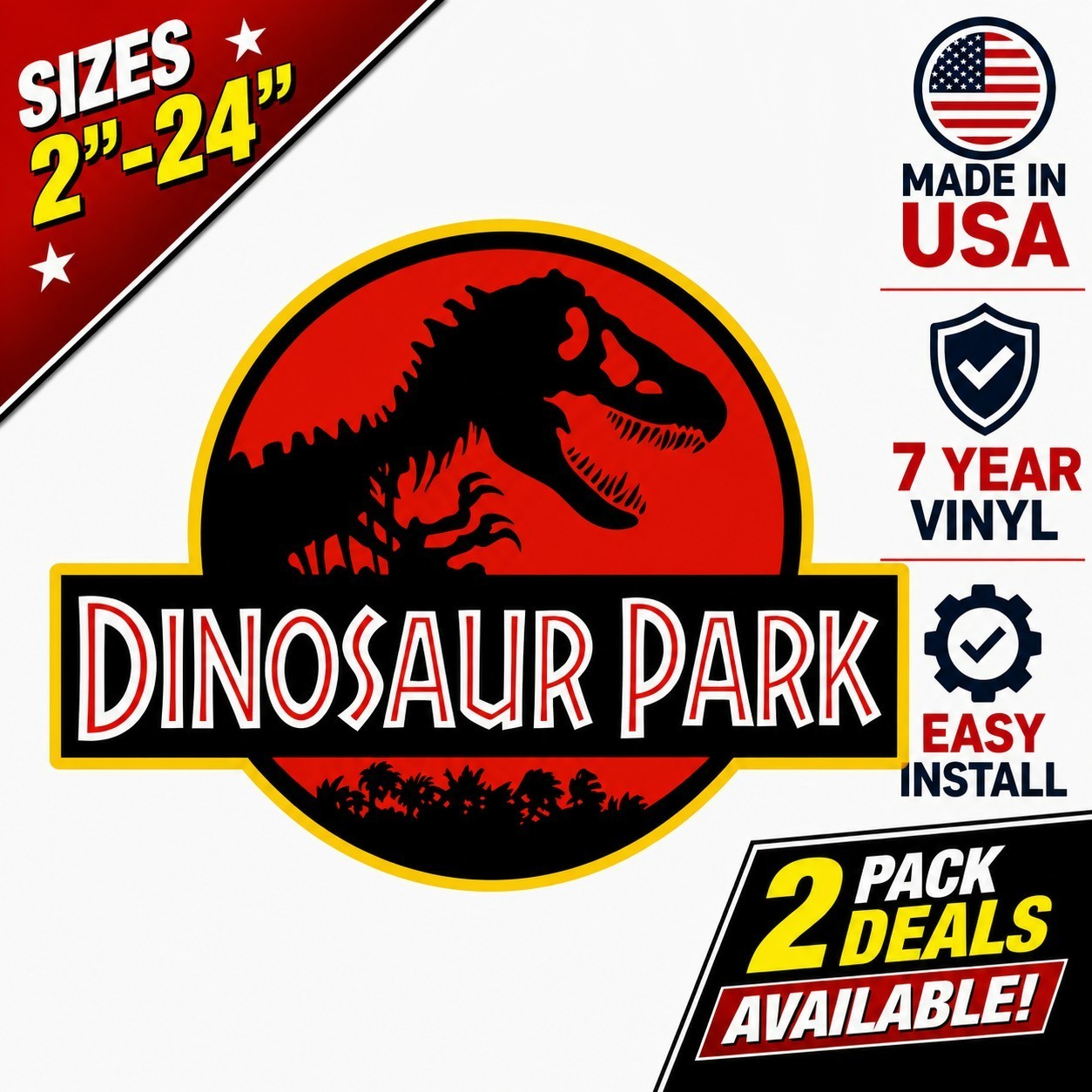 Jurassic Park Dinosaur Vinyl Car Window Decal Graphic Bumper Sticker