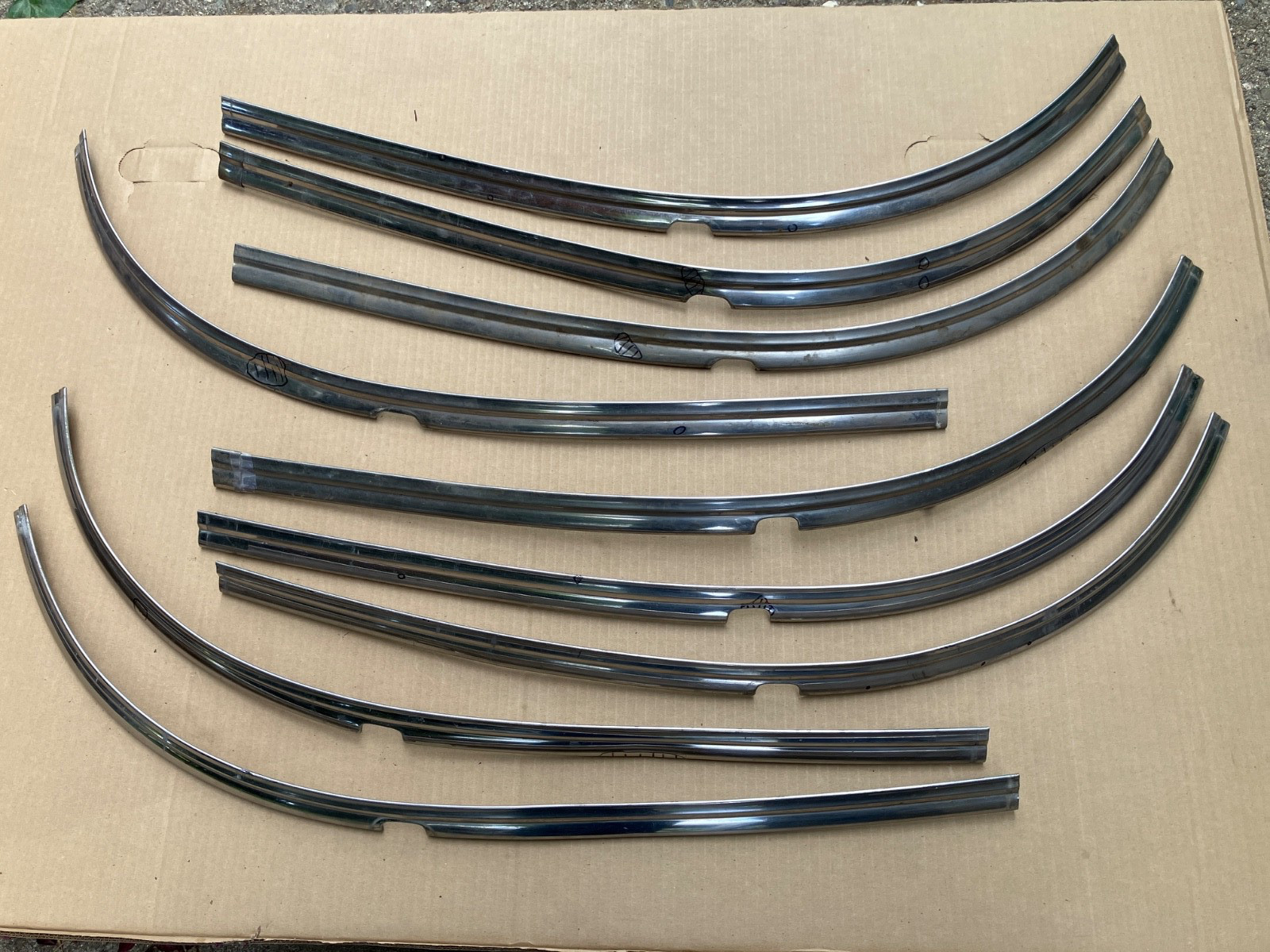 1955-57 Chevy Belair Nomad Lower Windshield Trim Stainless Parts Lot (11)  Pcs