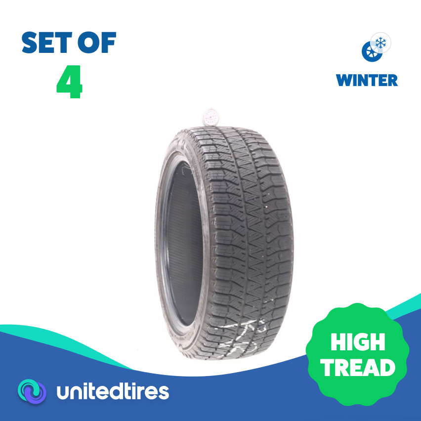 Set of (4) Used 225/45R18 Bridgestone Blizzak WS90 Studless 95H - 9.5/32