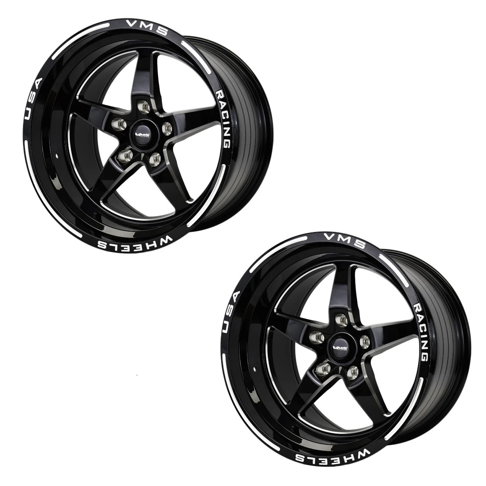 2x VMS Racing V-Star 5 Spoke Wheels Rims 17x11 5x115 +2 ET For Dodge Wide Body