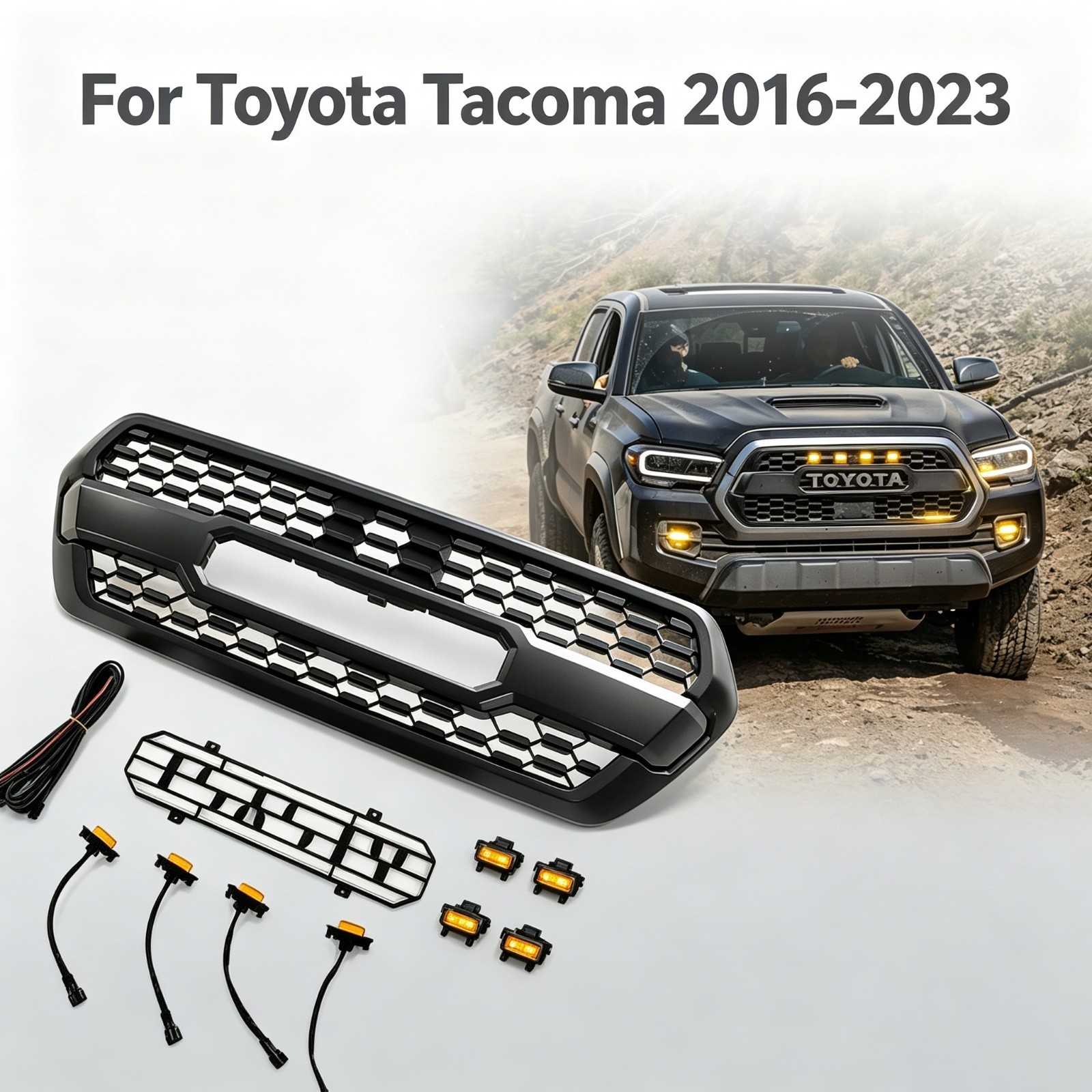 Front Grille For Toyota Tacoma 2016-2023 TRD Pro Style Black Mesh SR SR5