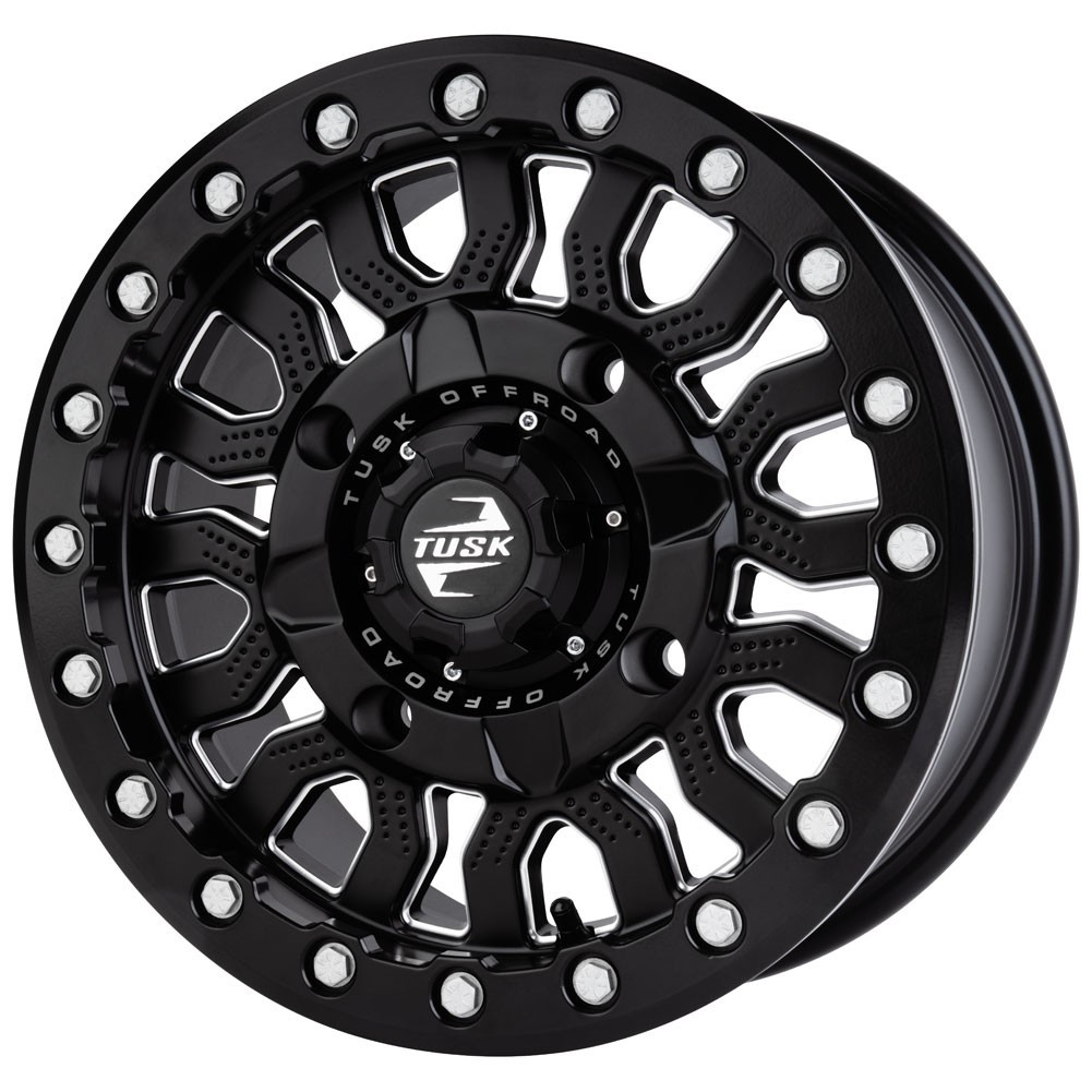 4/156 Tusk Fremont Beadlock Wheel 15x7 4+3 Milled Black - Polaris RZR / Kawasaki 4/156 Tusk Fremont Beadlock Wheel 15x7 4+3 Milled Black - Polaris RZR / Kawasaki