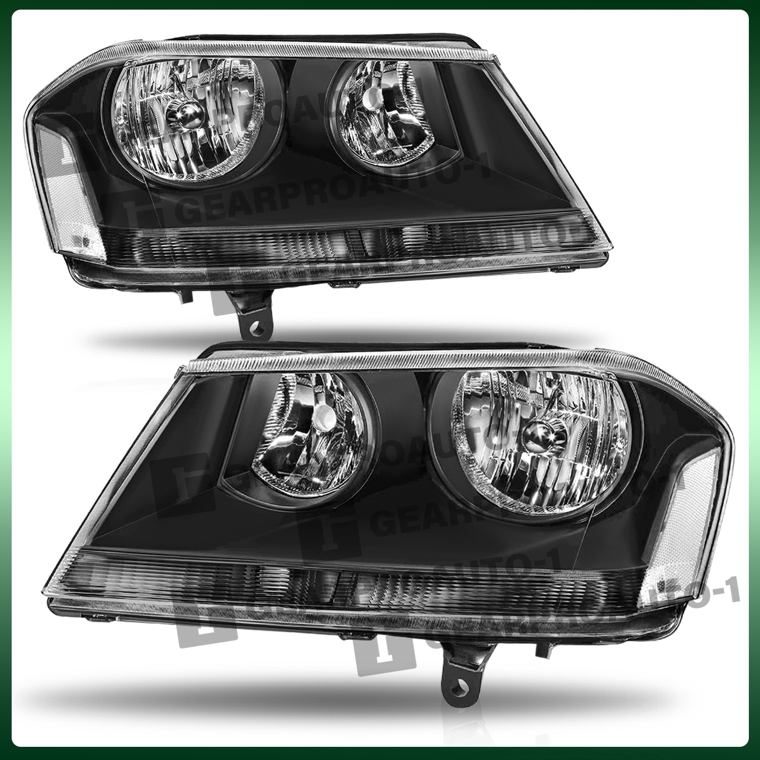 2PCS Pair Black Clear Headlights For 2008-2014 Dodge Avenger Headlamps Assembly