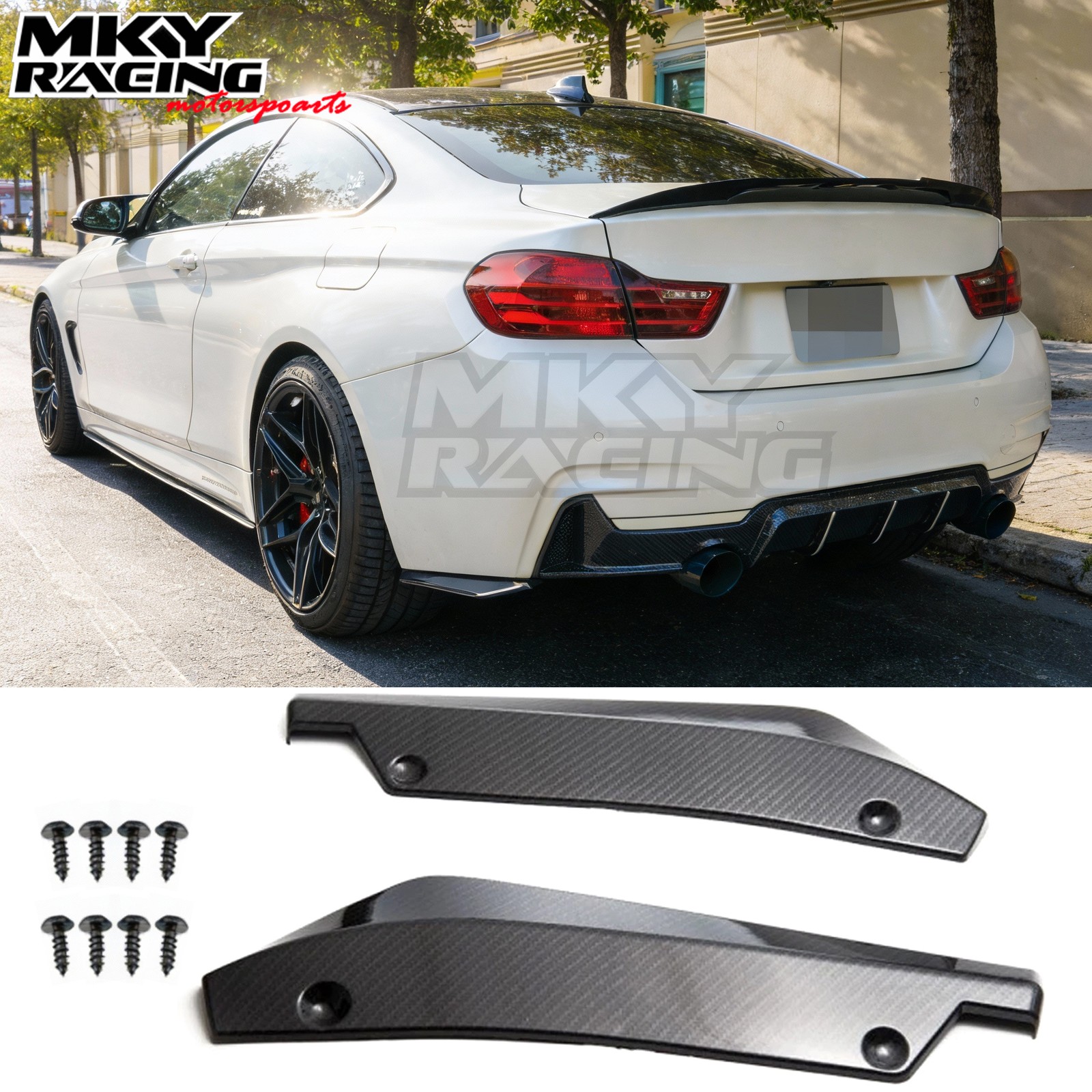 Carbon Fiber Style Rear Bumper Diffuser Apron Spats For BMW 4 Series F32 F33 F36