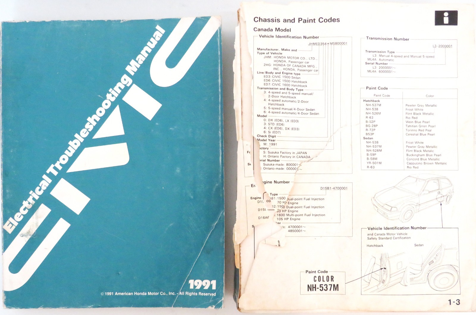 Vintage 1991 Honda Civic Series OEM Service & Electrical Dealer Manuals Vintage 1991 Honda Civic Series OEM Service & Electrical Dealer Manuals