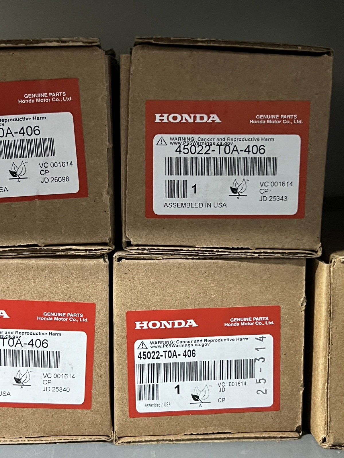 2012-2016 Honda CRV Front Brake Pads 45022t0a406 New Oem