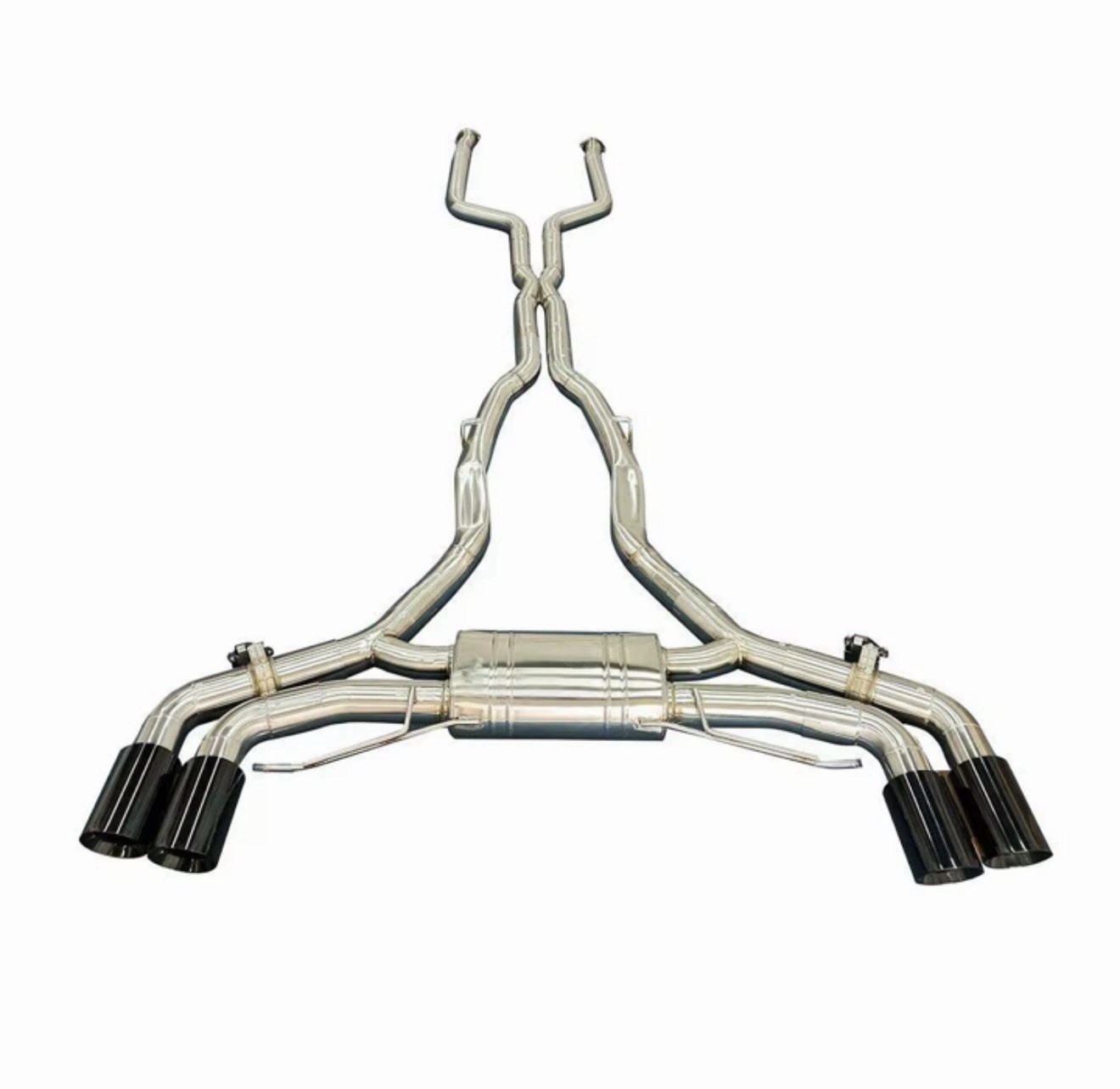 BMW F95 X5M / F96 X6M Valved Cat-Back Exhaust – Quad Black Tips