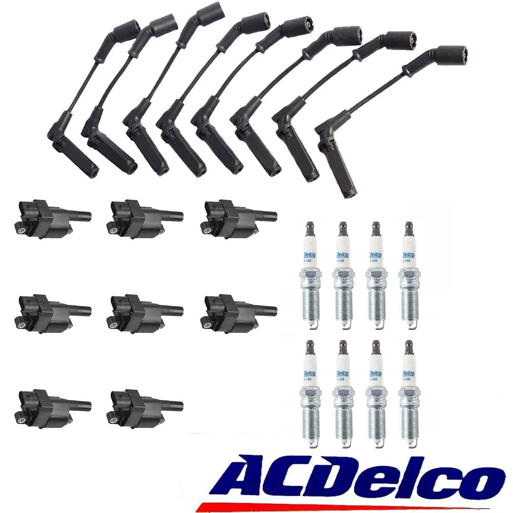 Ignition Coil+ Acdelco Spark Plug+Wire Set For Chevy Silverado 1500 GMC Tahoe