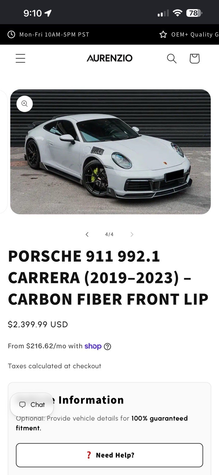 Aurenzio Porsche 911 992.1 Carrera 2019-2023 Carbon Fiber Front Lip Aurenzio Porsche 911 992.1 Carrera 2019-2023 Carbon Fiber Front Lip
