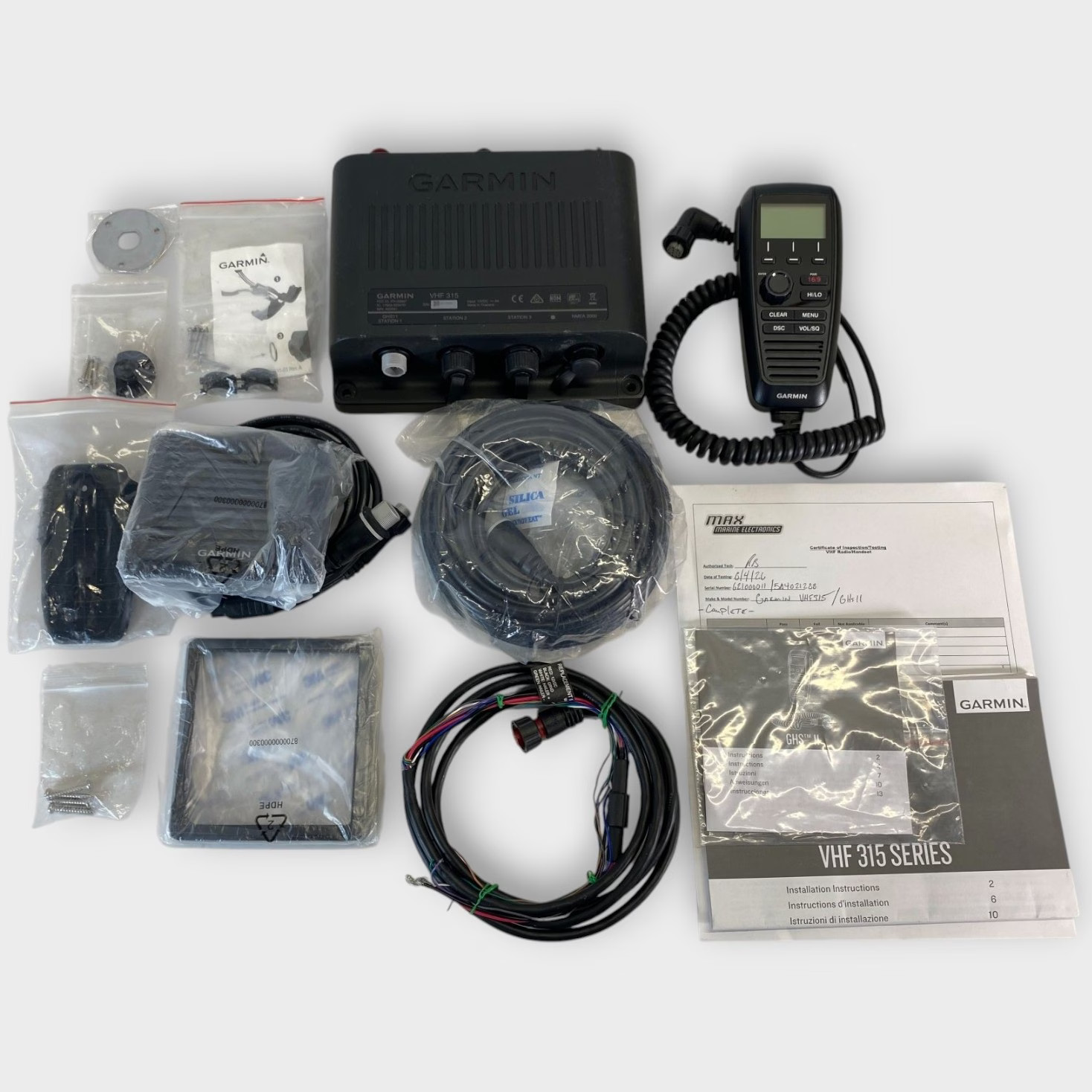 Garmin VHF315 Black Box Transceiver - Complete System - Tested - NO MMSI - USED