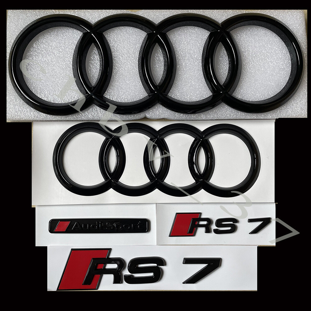 Audi RS7 Gloss Black Full Badges Package OEM Exclusive Pack For Audi RS7 S7 4K Audi RS7 Gloss Black Full Badges Package OEM Exclusive Pack For Audi RS7 S7 4K