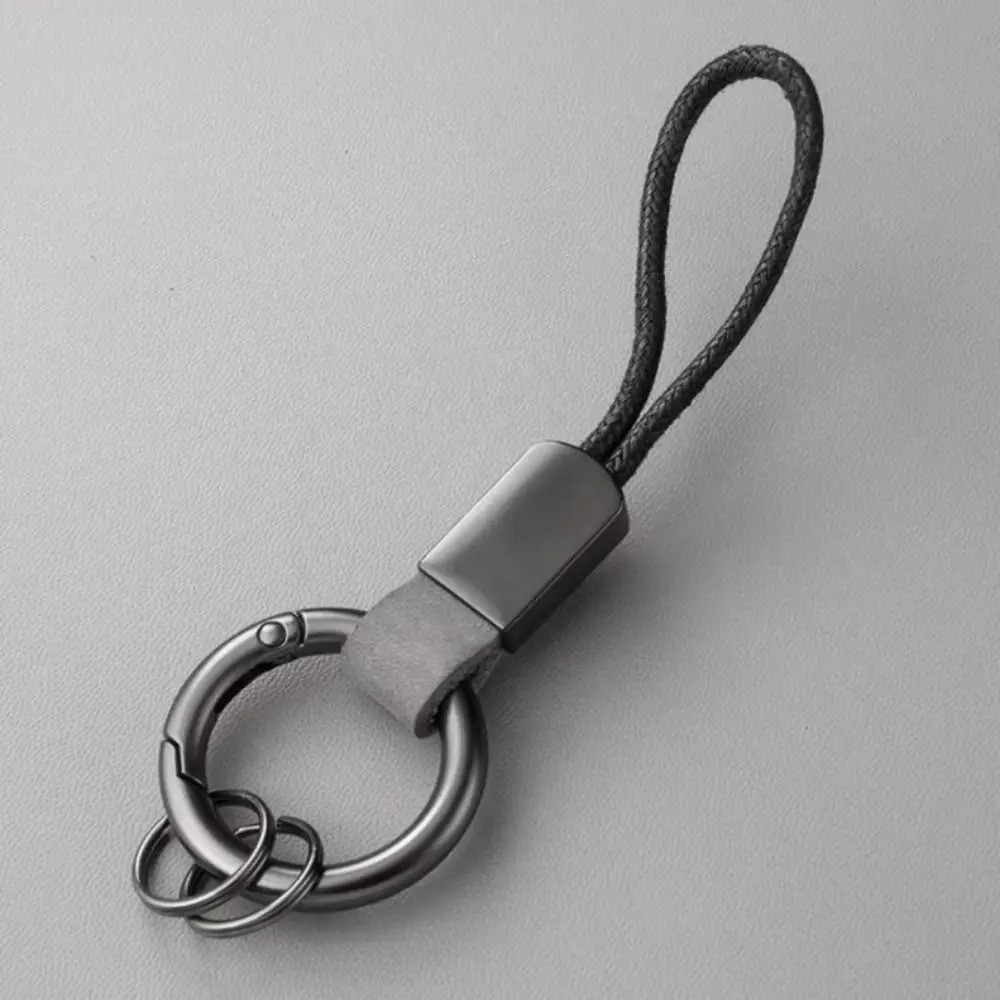 Genuine Leather Keychain Car Key Holder Lanyard with Rope Strap Metal Keyring Genuine Leather Keychain Car Key Holder Lanyard with Rope Strap Metal Keyring