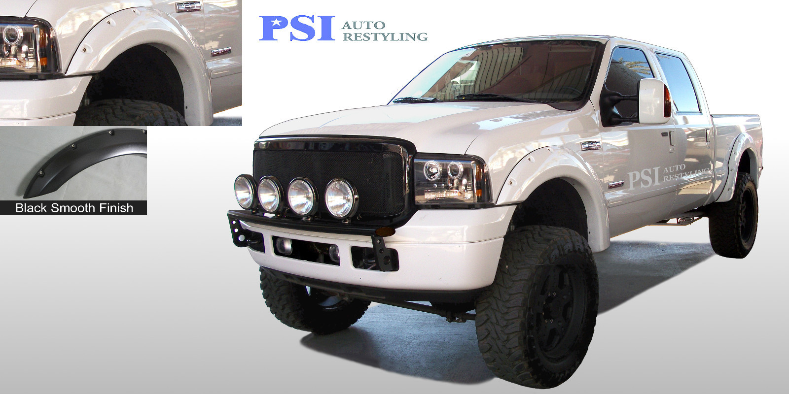 Black Paintable Pocket Rivet Fender Flares 99-07 Ford F-250, F-350 Super Duty