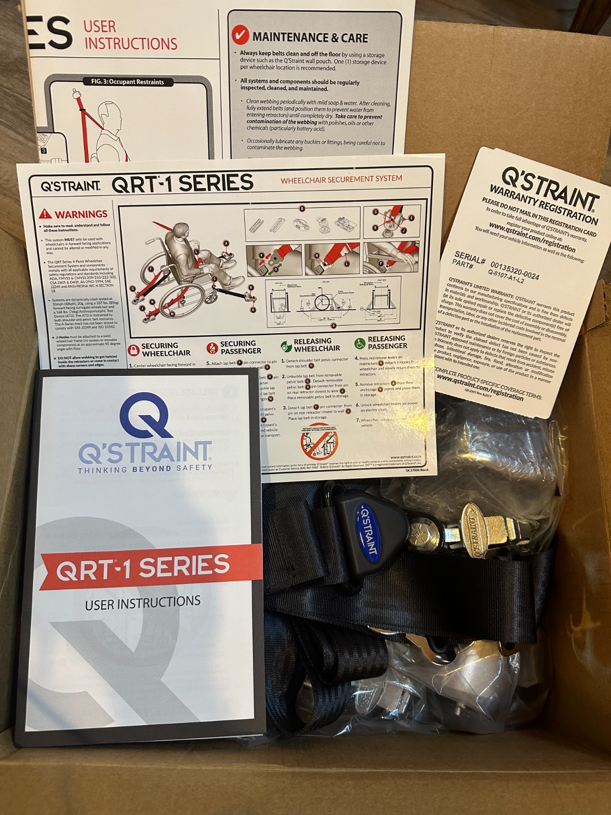 NIB Q'STRAINT QRT Deluxe Kit (Q-8107-A1-L2) QRT-1 / L-Track Secured  Wheel Chair