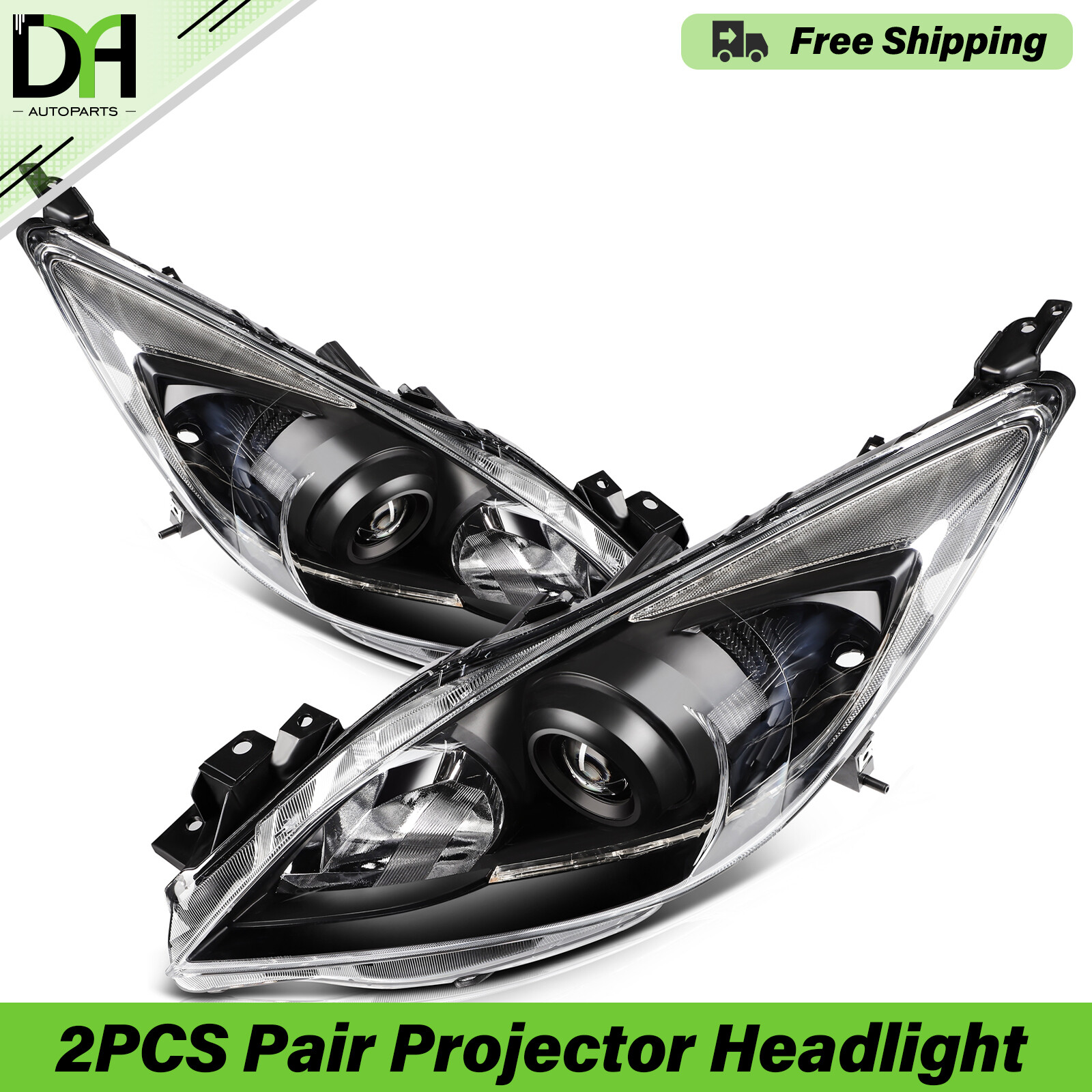 Black PAIR/2PCS Projector Headlights Assembly For Mazda 3 & 3 Sport 2010-2013