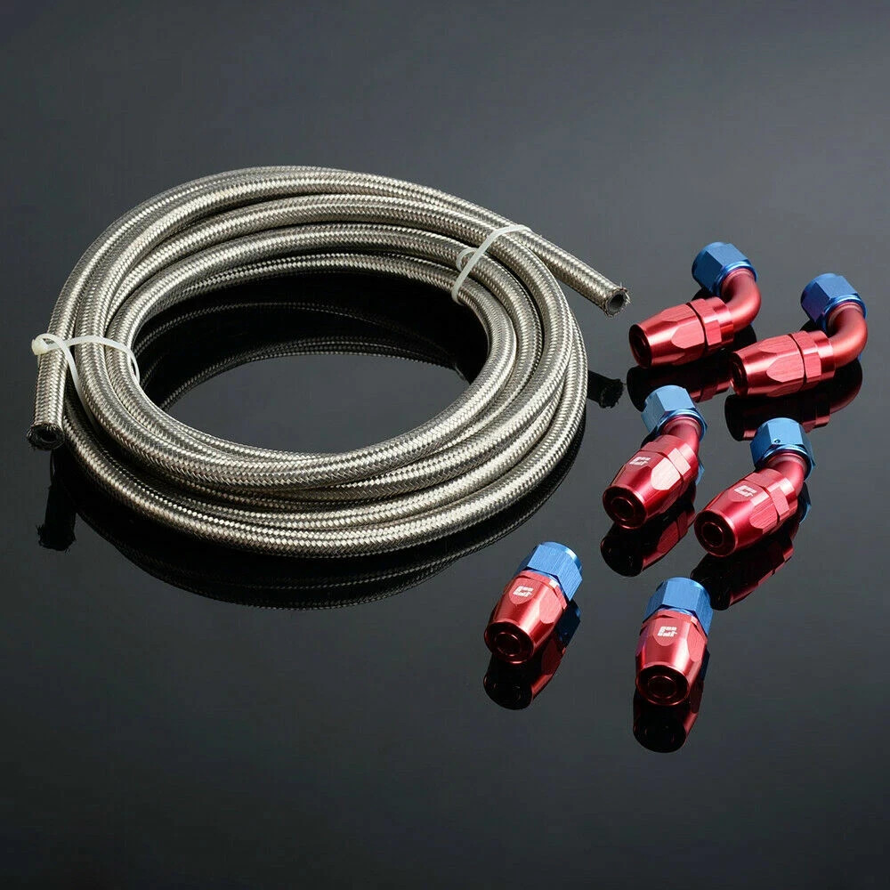 New 6 AN 8 AN 10 AN Stainless Braided CPE Fuel Hose Oil Cooler Line with Fitting