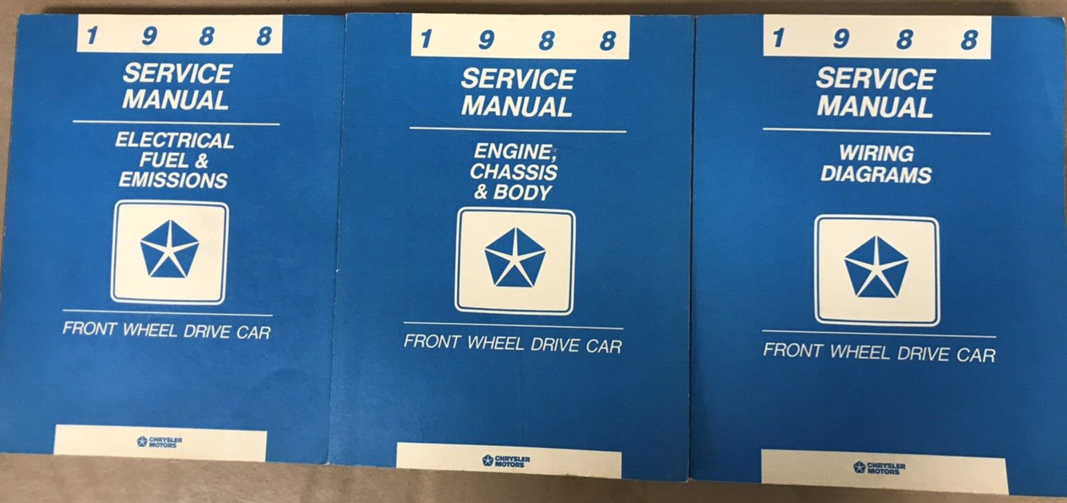 Vintage 1988 Chrysler Service Manuals 3pc Lot Vintage 1988 Chrysler Service Manuals 3pc Lot