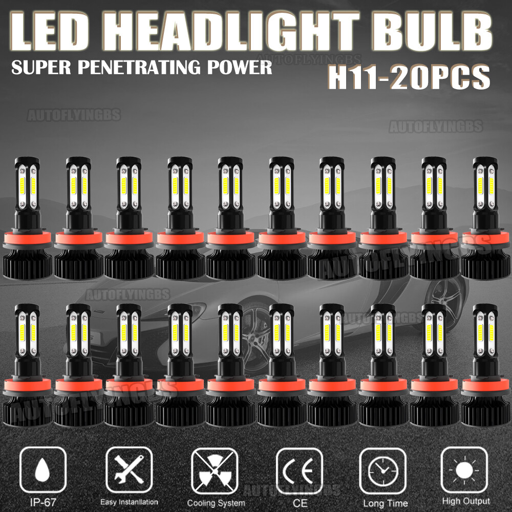 20x 4-Side H11 LED Headlight 6000K 1000W 18000LM High Low Beam Bulb Super Bright