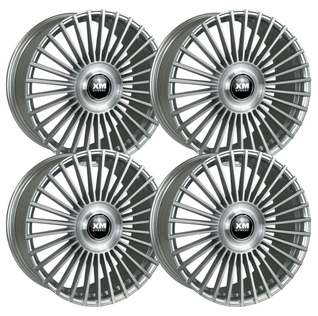 (Set-4) Xm Street Xm-612 22X9.5 5x5.5/5x139.7 Silver Brush 20mm Wheels Rims 22\