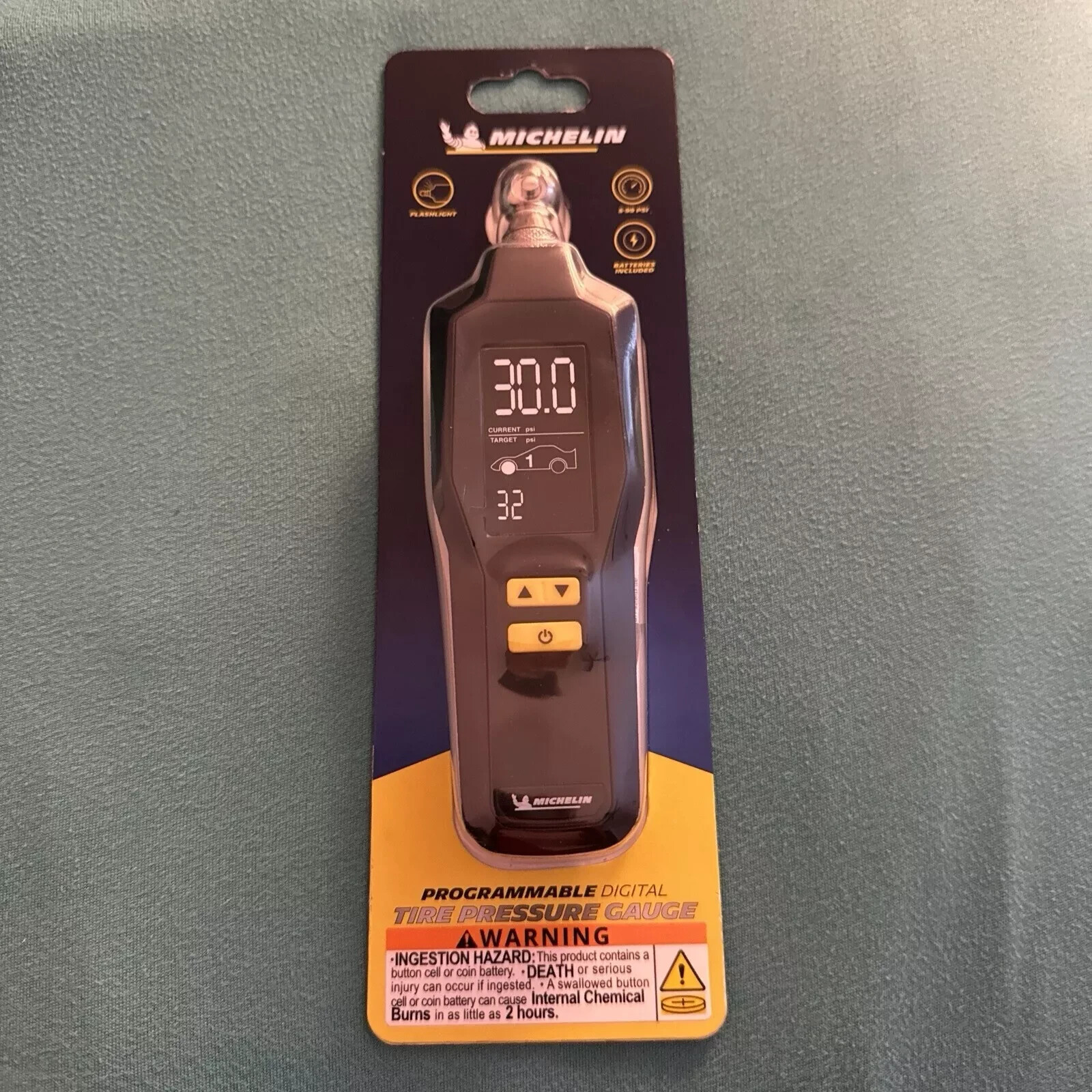 MICHELIN PROGRAMMABLE DIGITAL TIRE PRESSURE GAUGE BLACK PART # 12294 - BRAND NEW