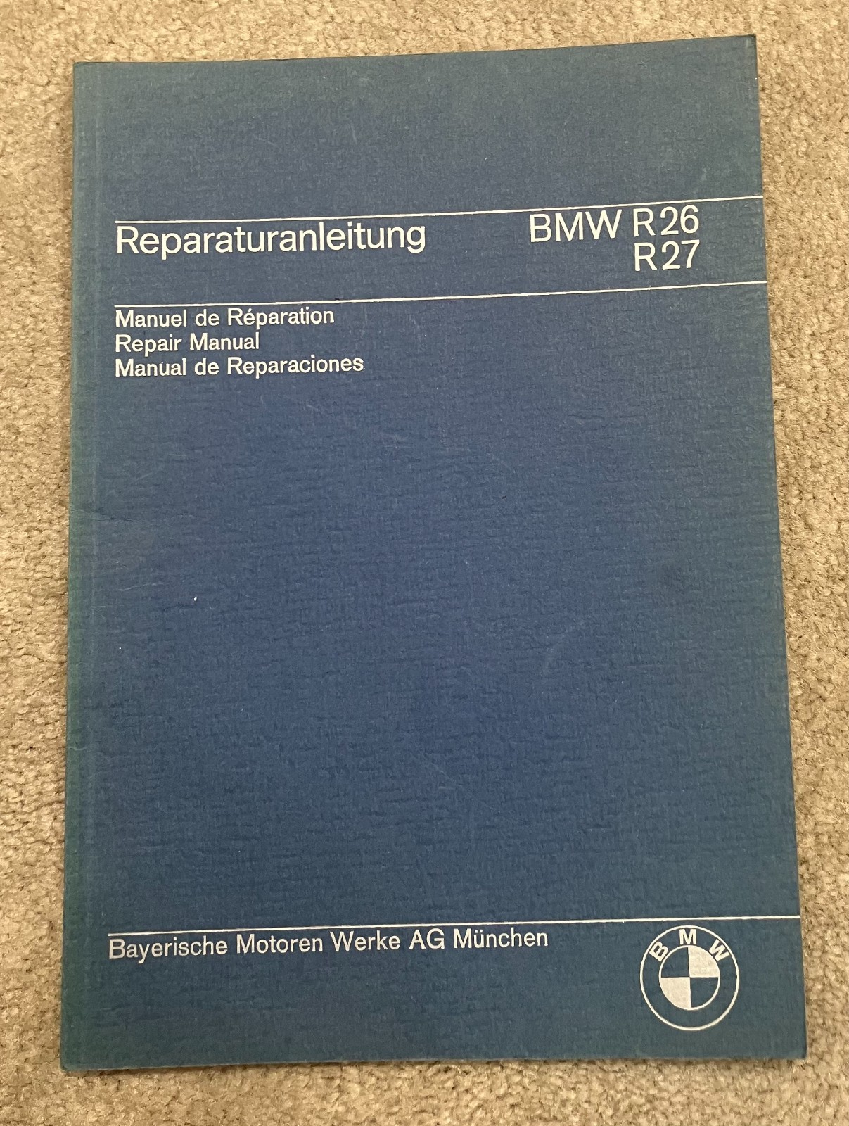 BMW R26 R27 Repair Manual.  Vintage from approx 1960s. Not a reproduction