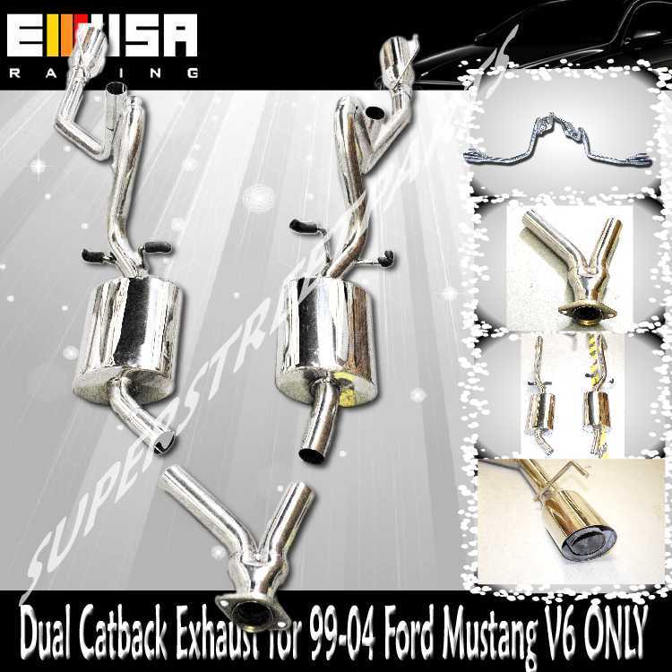 EMUSA Catback Exhaust System w/ Dual Tips for 99-04 Ford Mustang 3.8L V6 EMUSA Catback Exhaust System w/ Dual Tips for 99-04 Ford Mustang 3.8L V6
