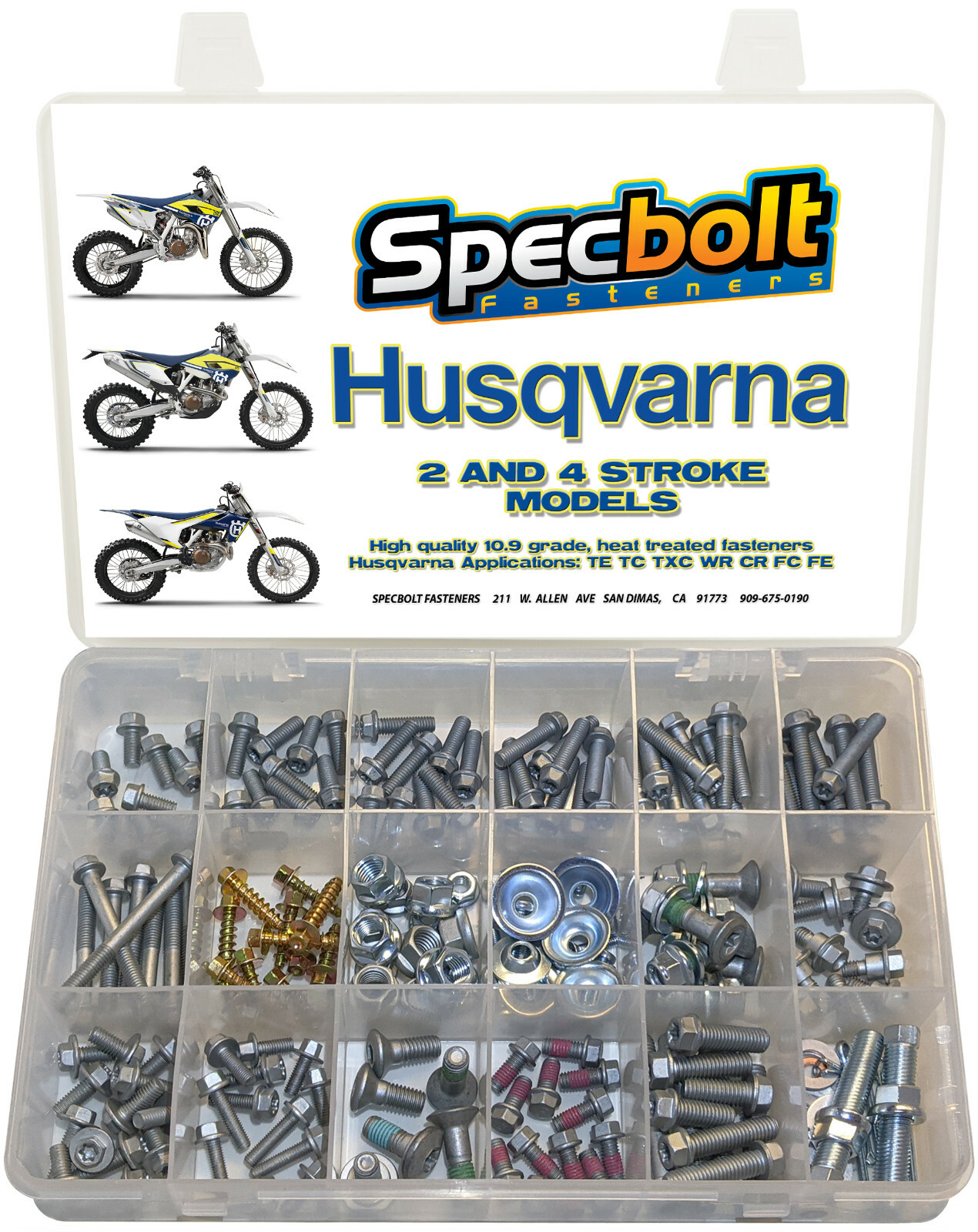 SPECBOLT 250PC HUSQVARNA MOTORCYCLE BOLT KIT TE TC CR FC FE 50 65 85 125 250 300