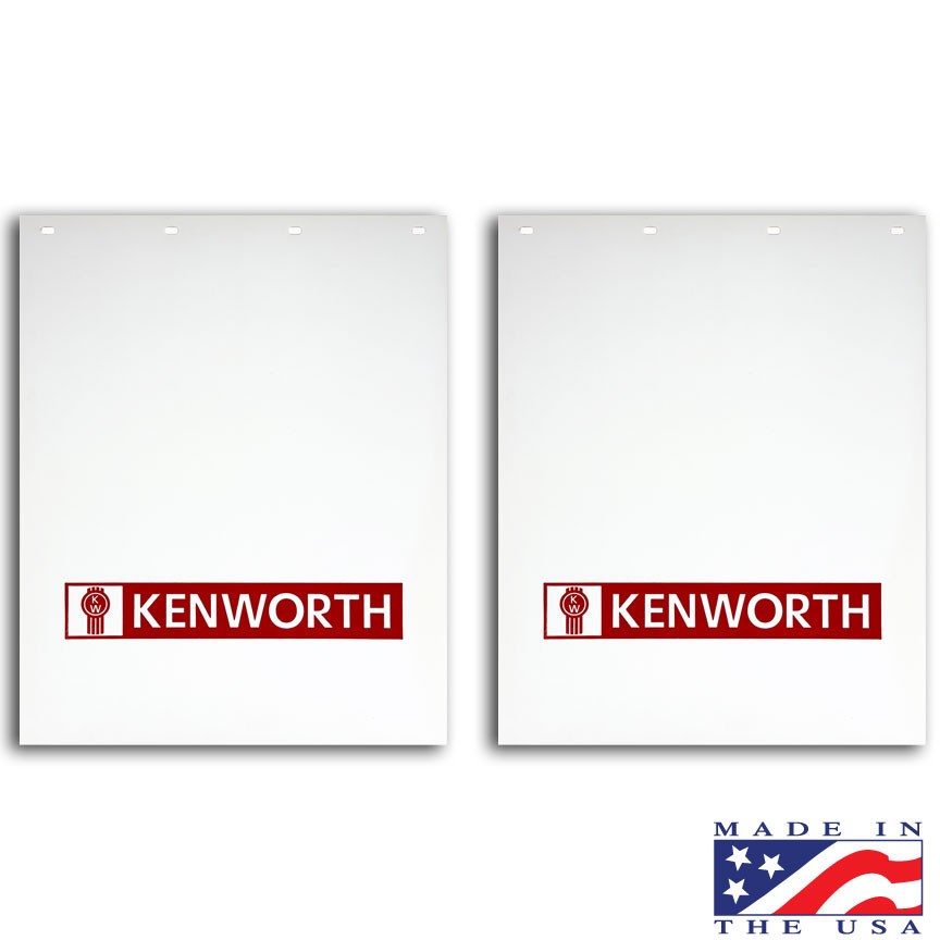 KENWORTH Mud Flaps Poly 24” X 30” KENWORTH Logo (pair) RED/White KENWORTH Mud Flaps Poly 24” X 30” KENWORTH Logo (pair) RED/White