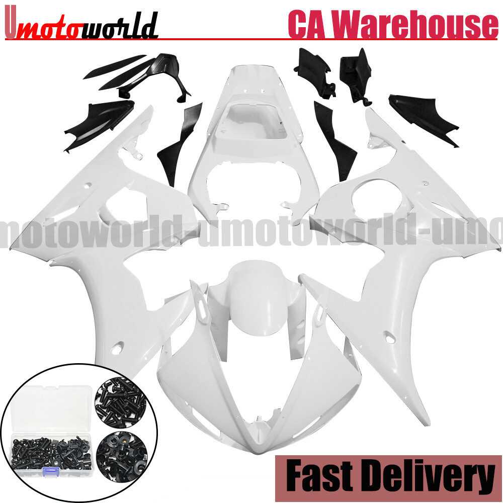 For Yamaha YZF R6 2005 Unpainted White Bodywork Fairing Kit +Bolts ABS Injection