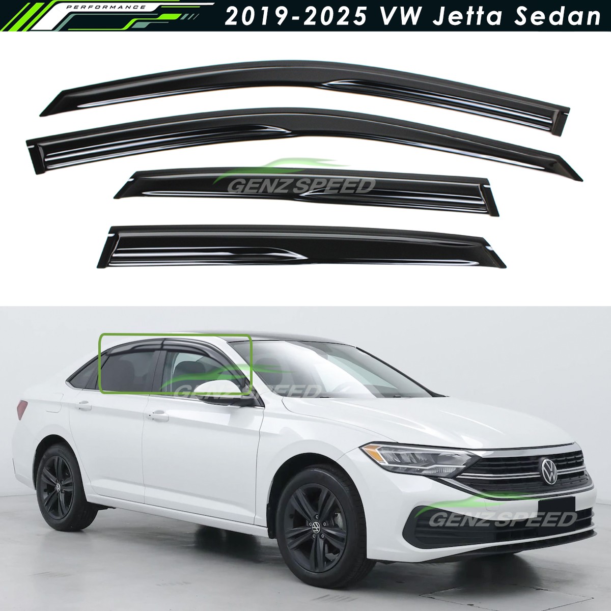 For 2019-2026 VW Jetta Sedan JDM Wavy Mugen Style Window Visors Rain Guards