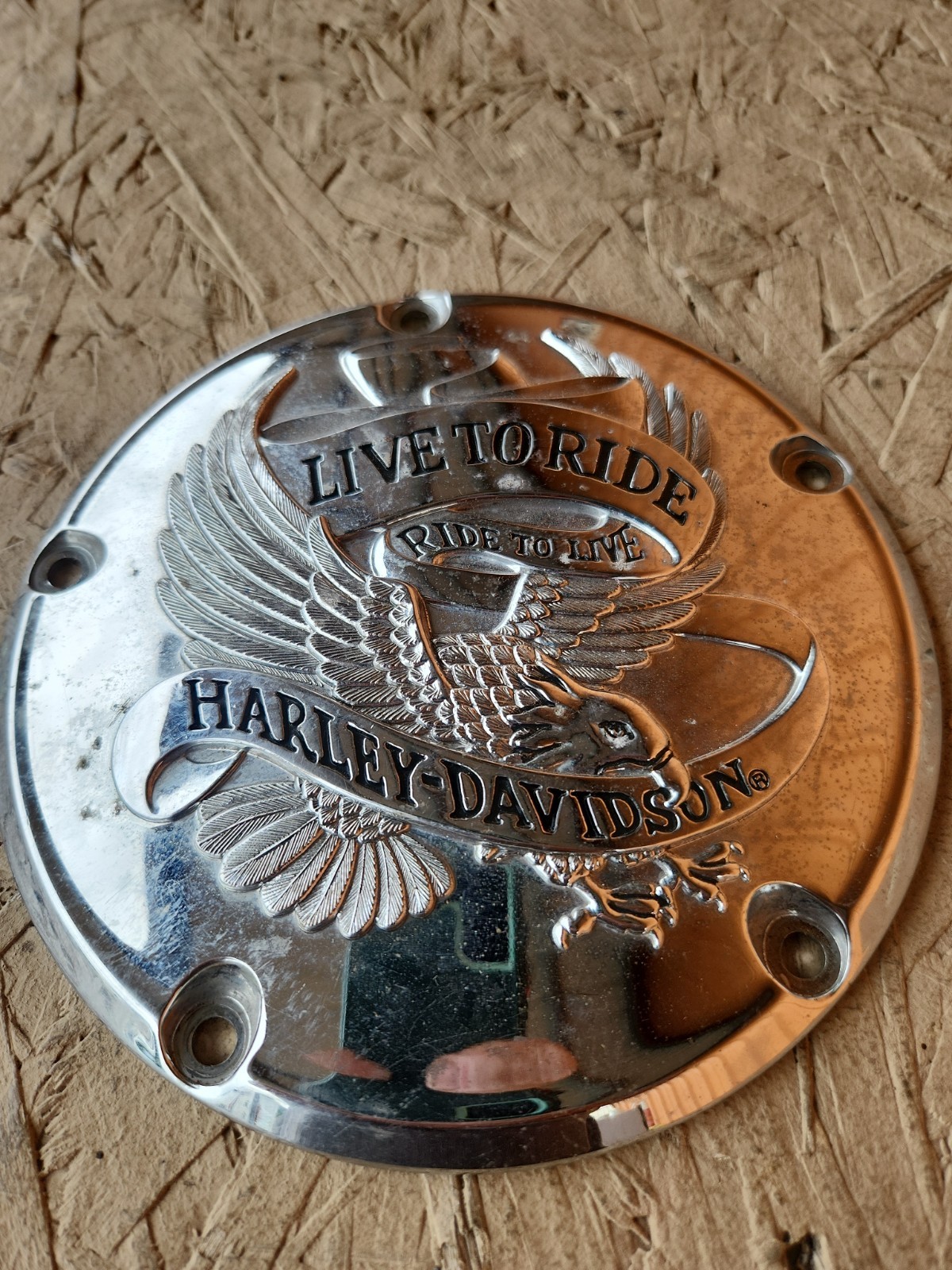 Harley-Davidson Live to Ride Derby Clutch Cover Iron Eagle Chrome