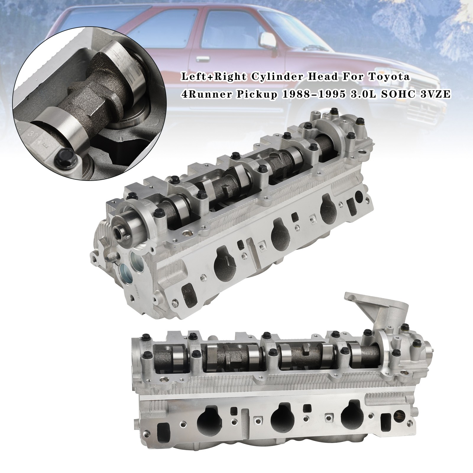 Left+Right Cylinder Head For Toyota 4Runner Pickup 1988~1995 3.0L SOHC 3VZE