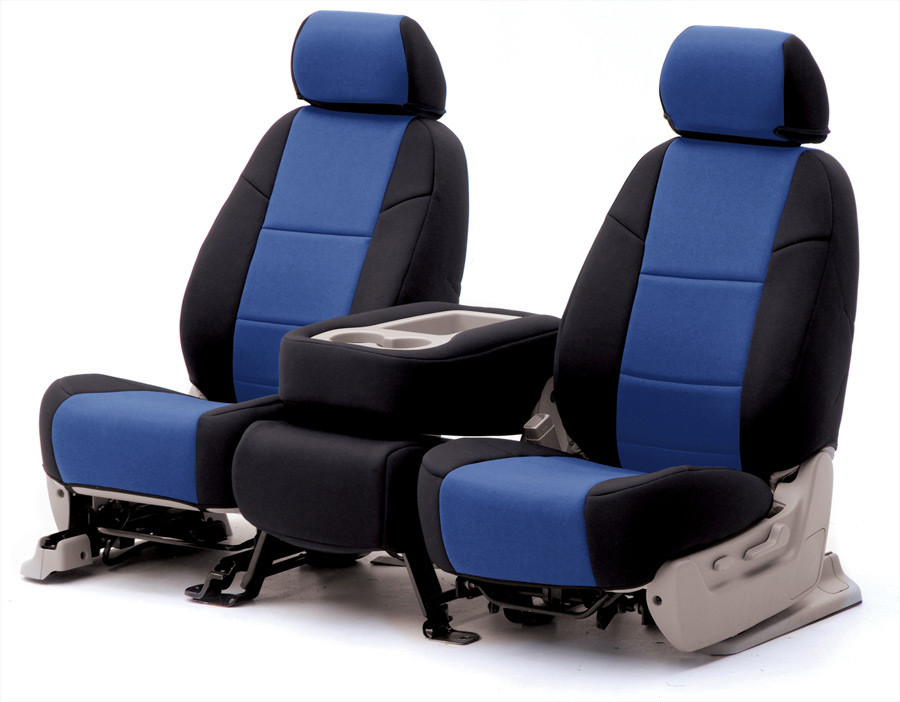 Coverking Front Seat Covers 2019-2024 Chevy Silverado Blue Black