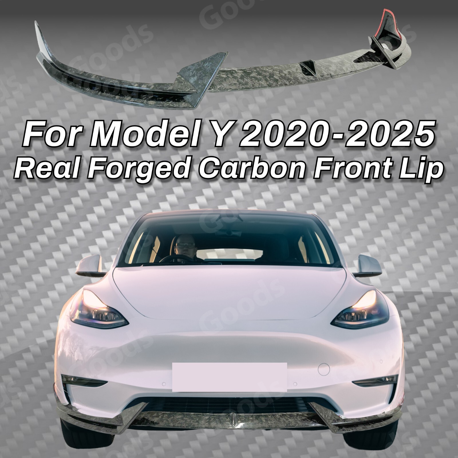 Real Forged Carbon Fiber Front Lip Splitter Spoilers For Tesla Model Y 2020-2025