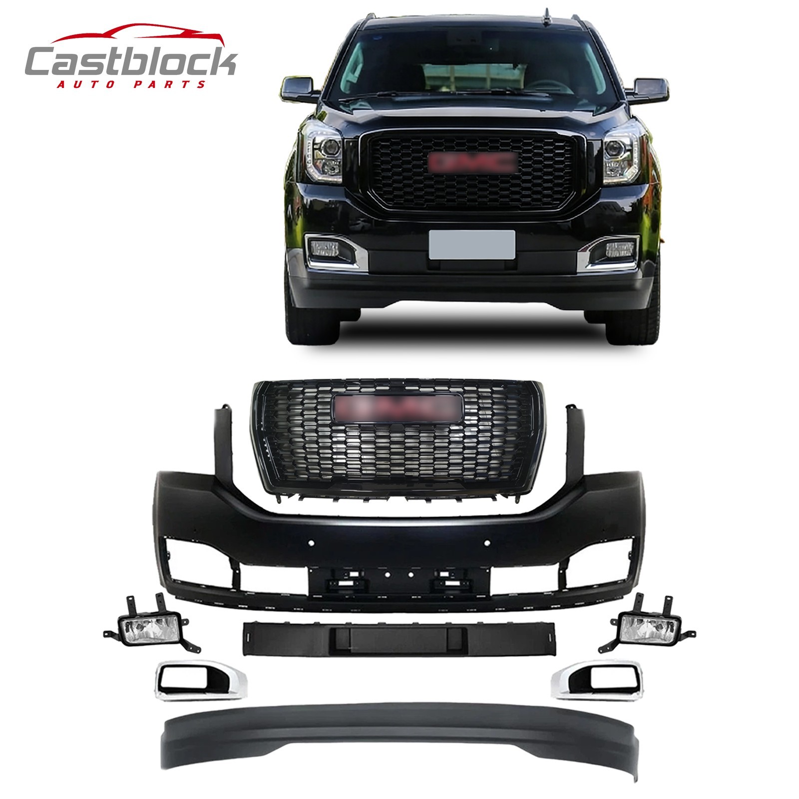 Fits 2015-2020 GMC Yukon Front Complete Bumper Body Kit Silver Grill Replacement