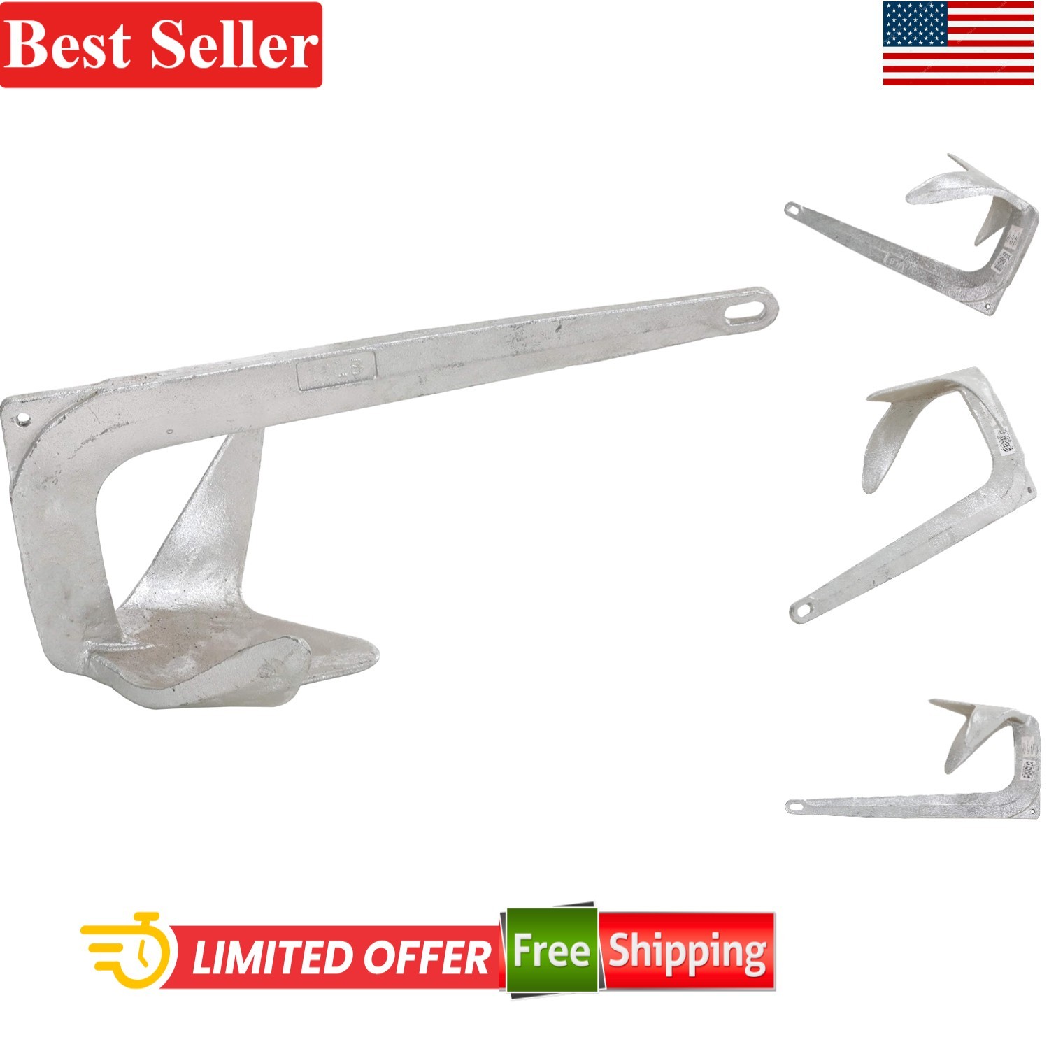 Claw Anchor Hot Dipped Galvanized Steel For Boats 23-ft Durable Reliable