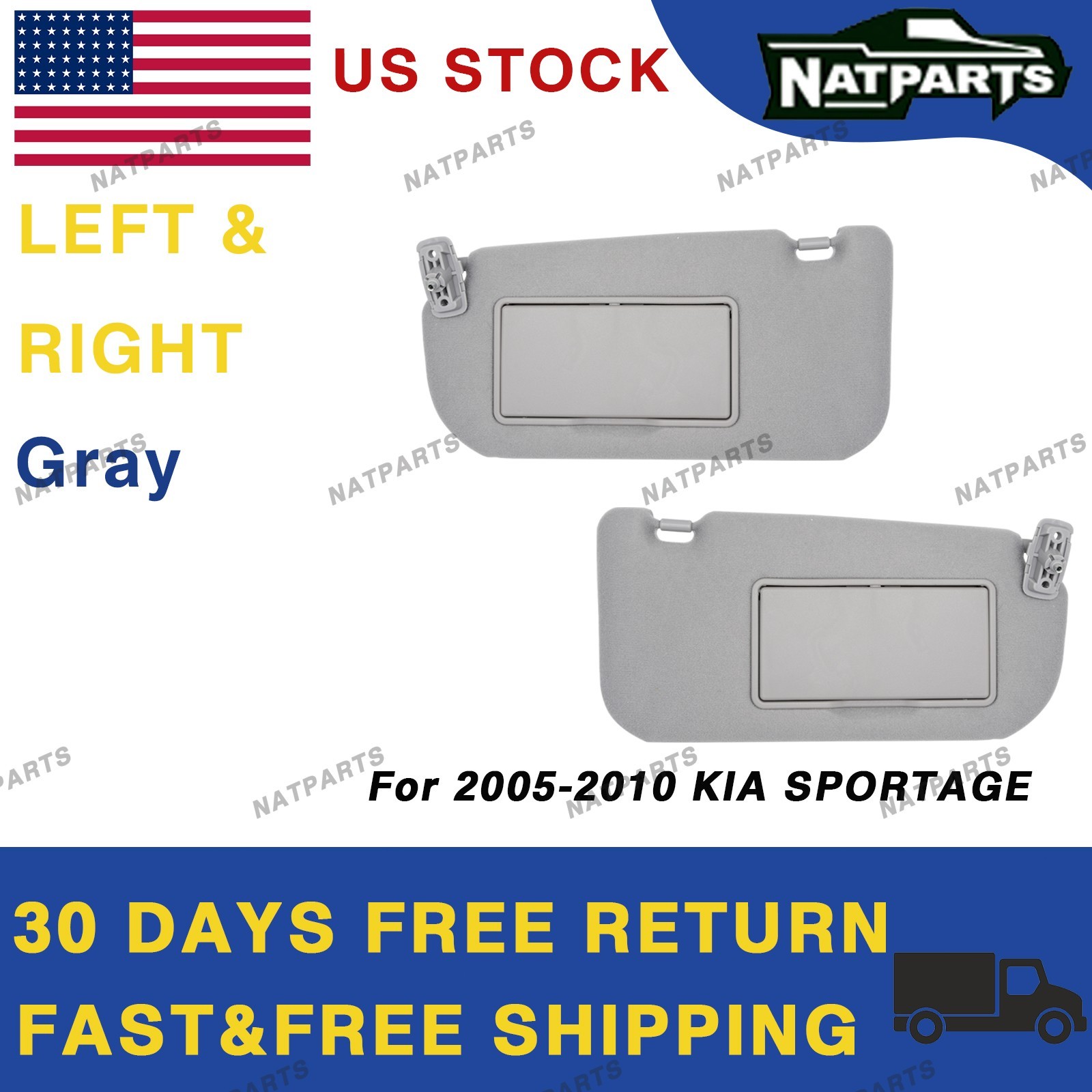 Pair Gray Sun Visor W/O Light For 05-10 Kia Sportage 85202-1F690LX 85201-1F690LX Pair Gray Sun Visor W/O Light For 05-10 Kia Sportage 85202-1F690LX 85201-1F690LX