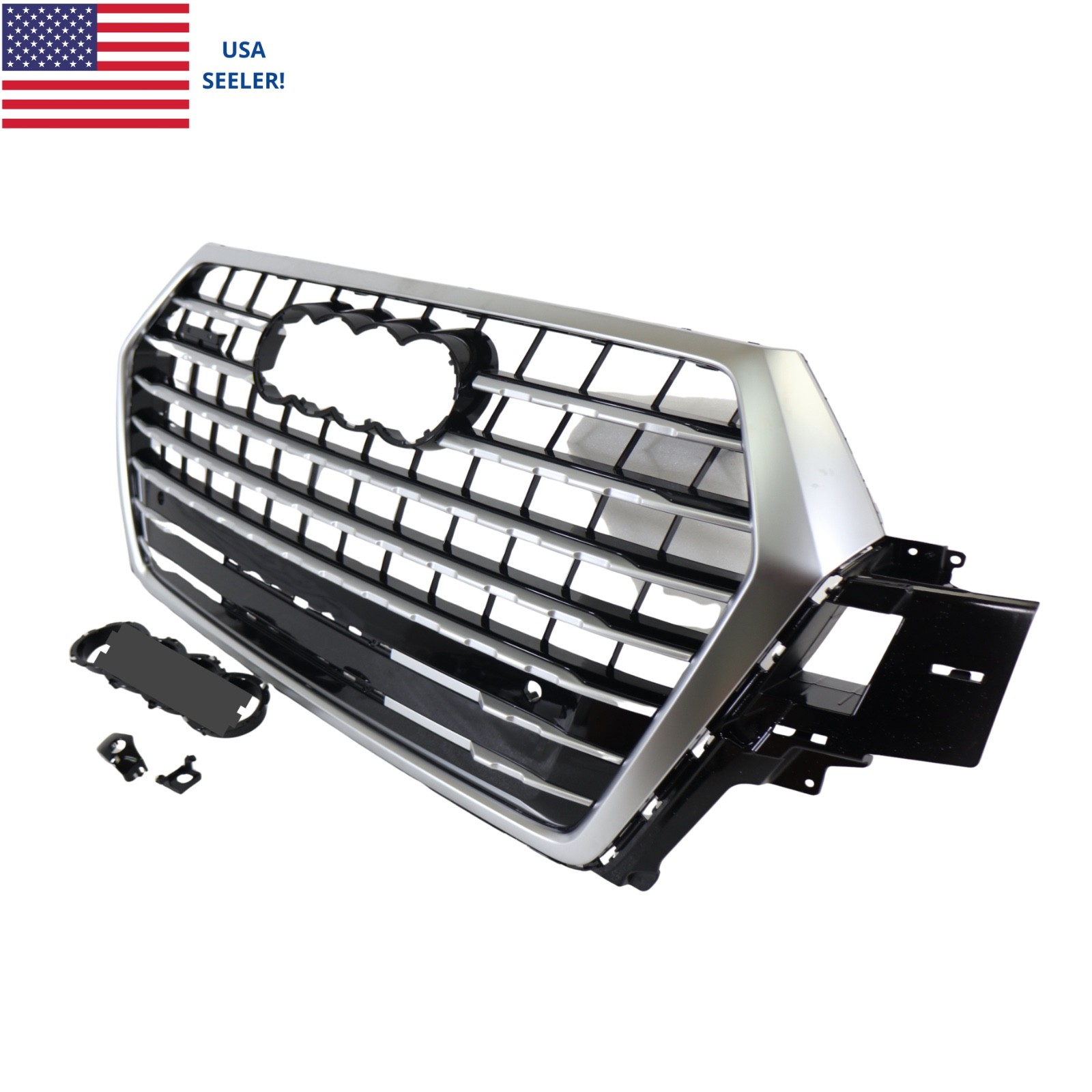 new front bumper upper main grille assy matte silver for 2016- 19 Q7 SQ7 style