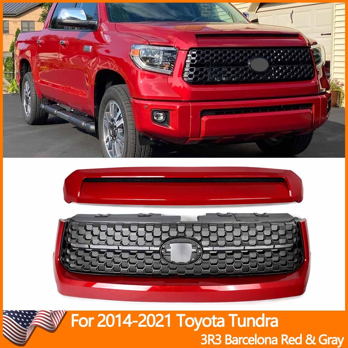 TRD Style Front Bumer Grille & Hood Bulge Molding Fits 2014-2021 Toyota Tundra