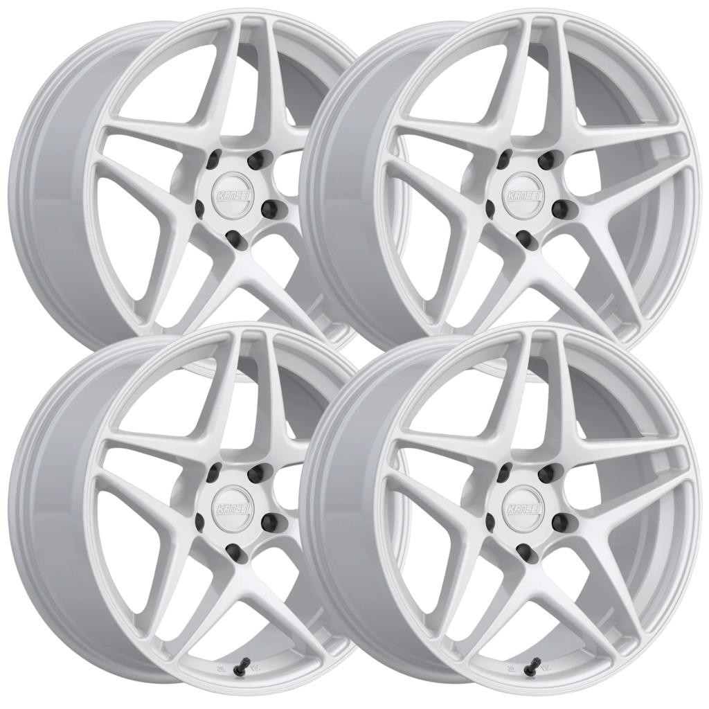 (Set-4) Kansei Astro 19X9.5 5x114.3/5x4.5 12mm Gloss White Wheels Rims 19 Inch