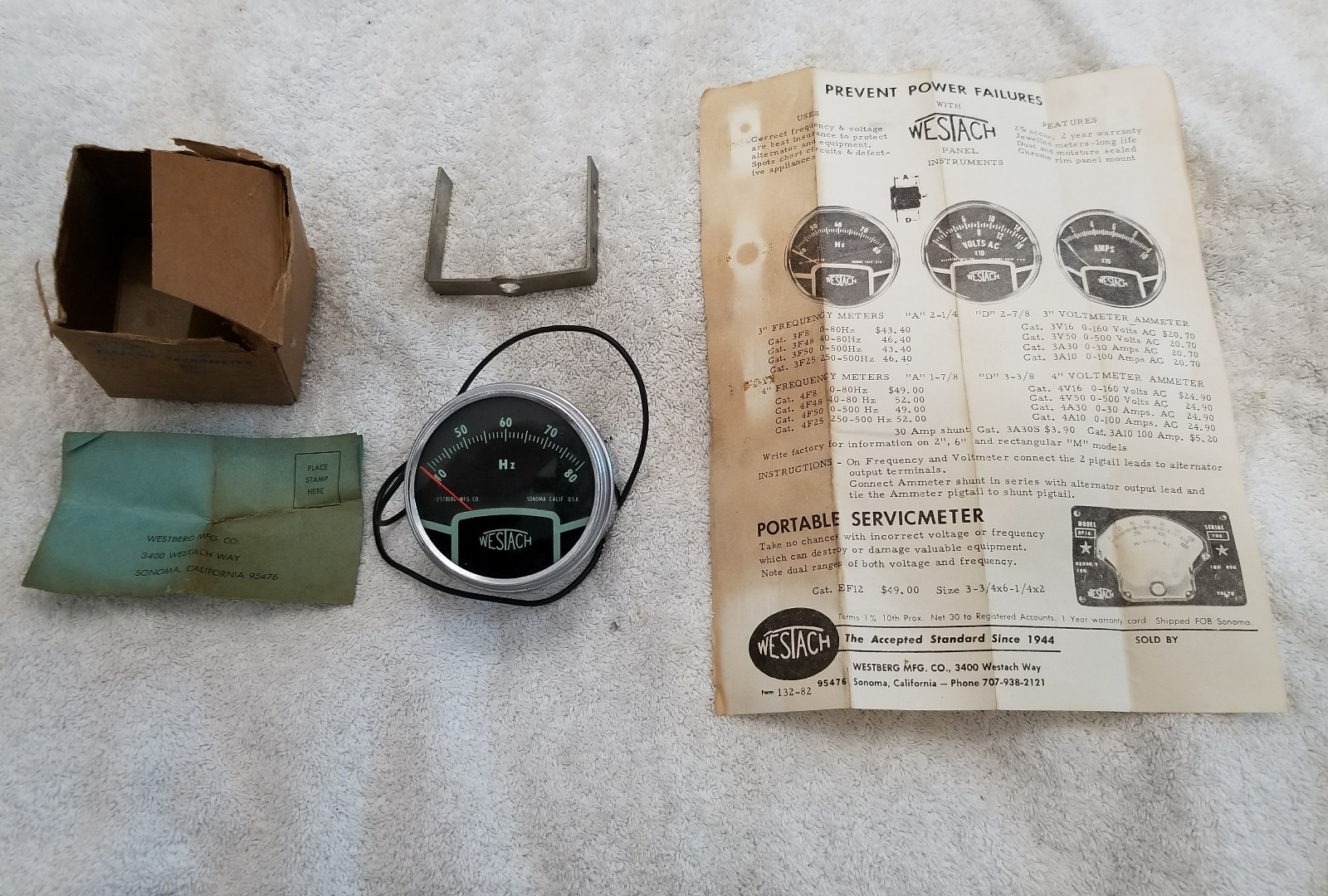 Vintage Sonoma Westach Electric Frequency Hertz Meter (New) Vintage Sonoma Westach Electric Frequency Hertz Meter (New)