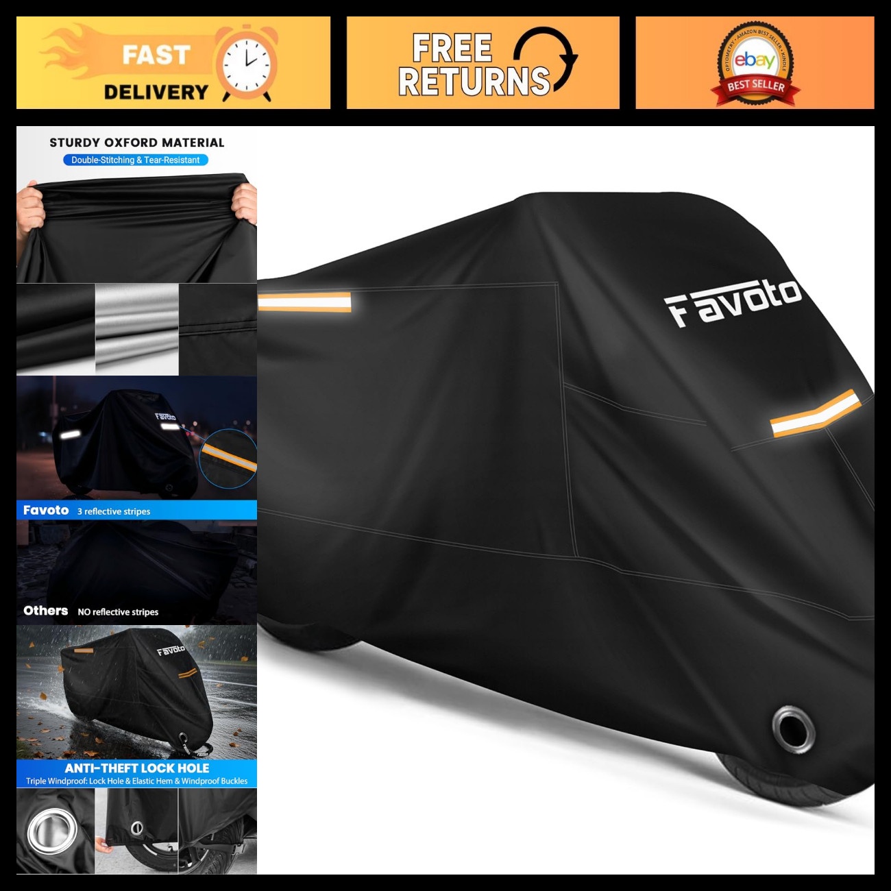 Heavy Duty Waterproof Motorcycle Cover - Outdoor Protection, All-Weather Shield