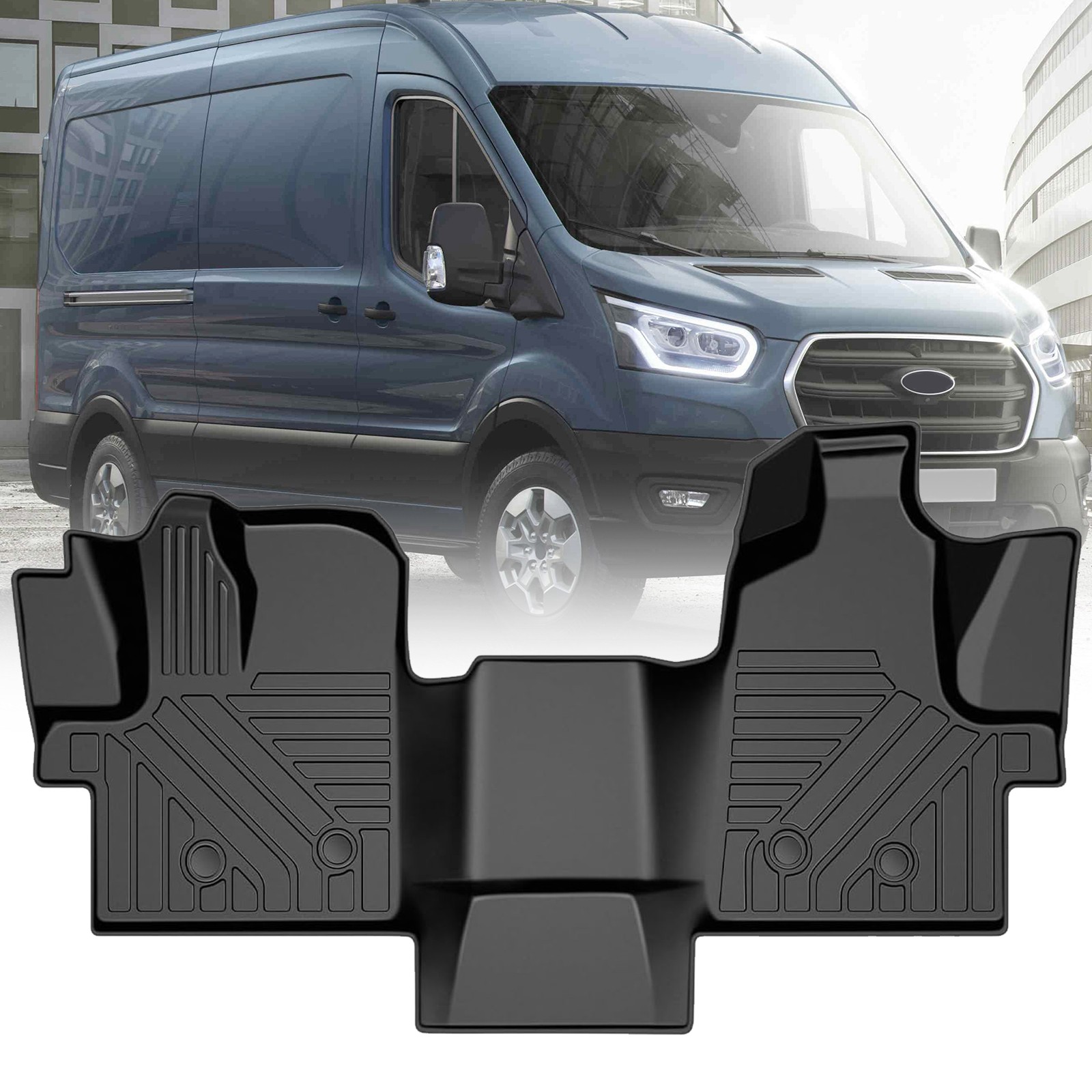 Front Row Floor Mats Liner For 2022-2024 Ford Transit 150/250/350 TPE Waterproof Front Row Floor Mats Liner For 2022-2024 Ford Transit 150/250/350 TPE Waterproof